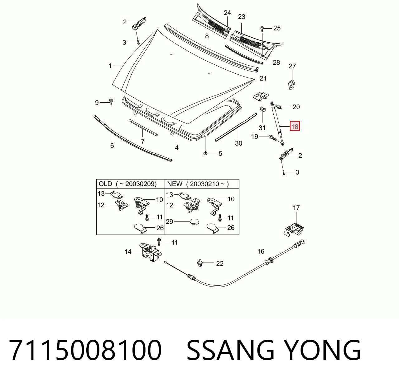 Compre Amortecedor da capota SsangYong Rexton 1