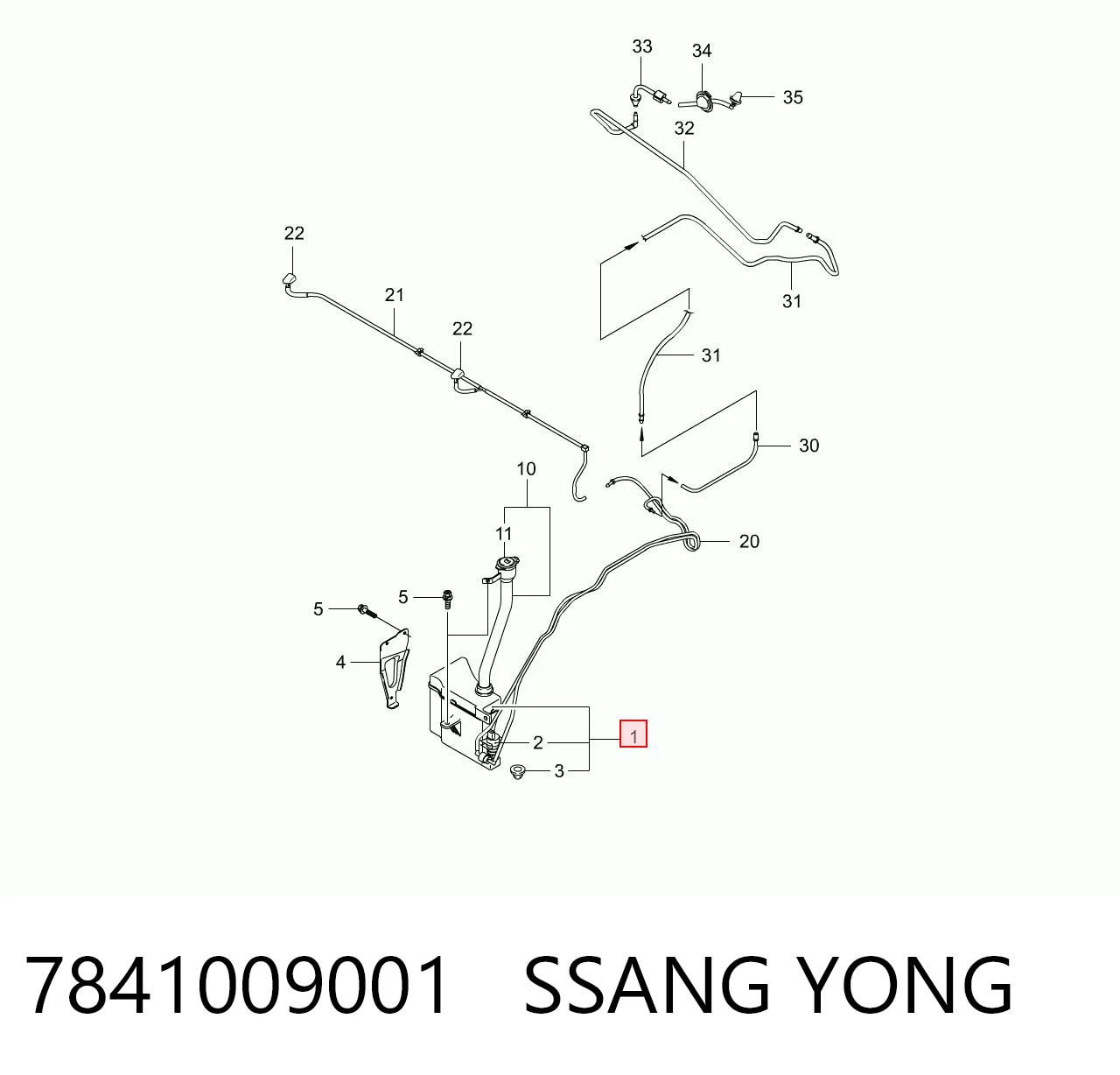 Tanque de fluido para lavador de vidro para SsangYong Kyron  