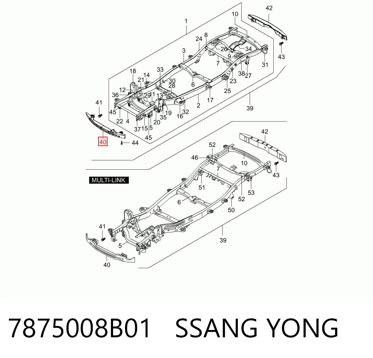 Reforçador do pára-choque dianteiro para SsangYong Rexton I RJN