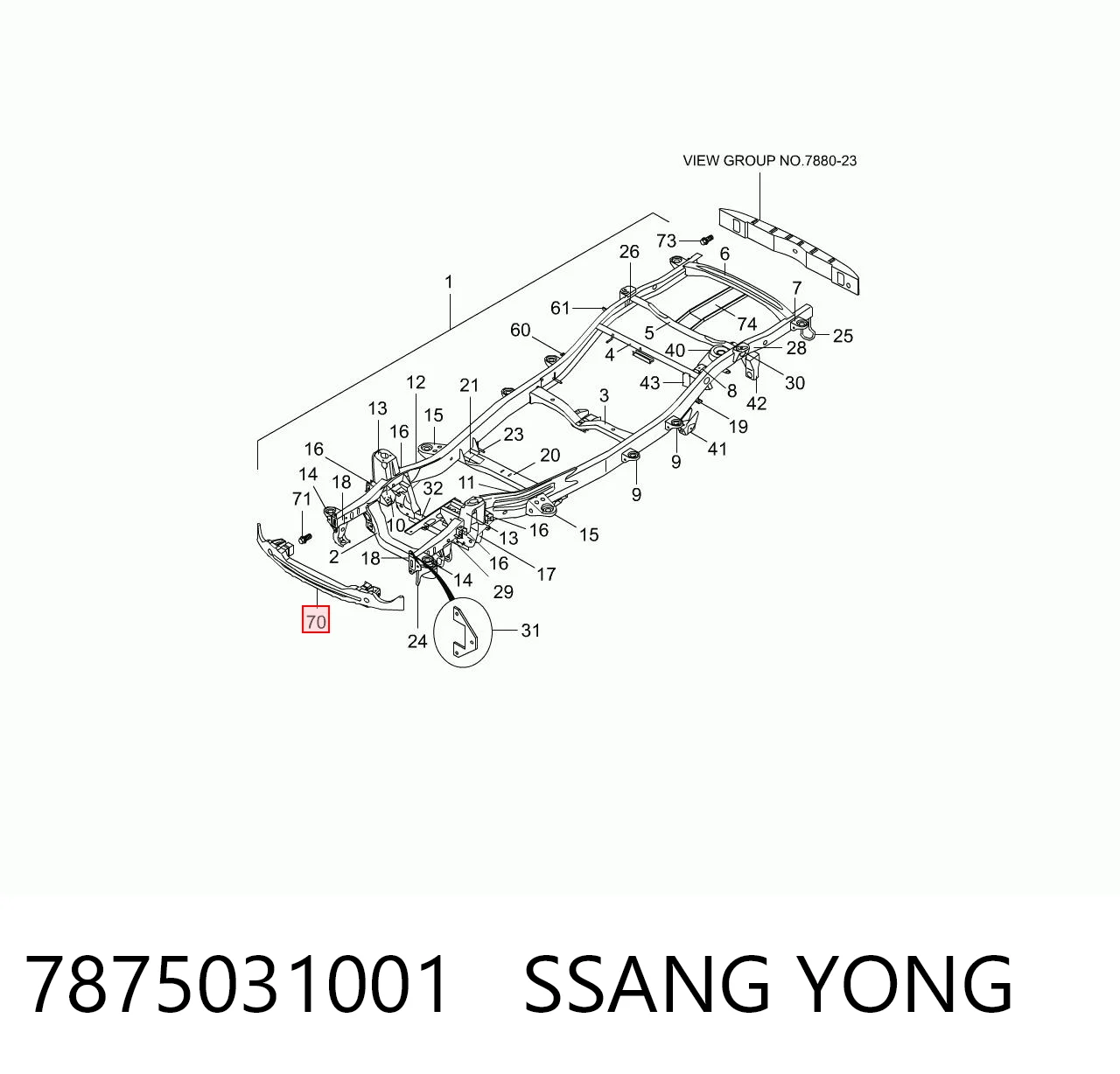 Reforçador do pára-choque dianteiro para SsangYong Actyon  CJ