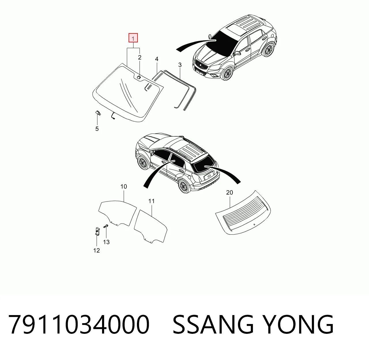 Pára-brisas SsangYong Korando ao melhor preço