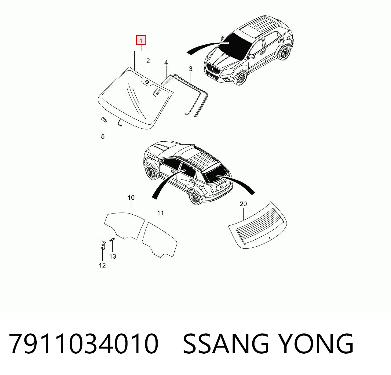  Pára-brisas SsangYong Korando C SUV (2010 - 2026) C