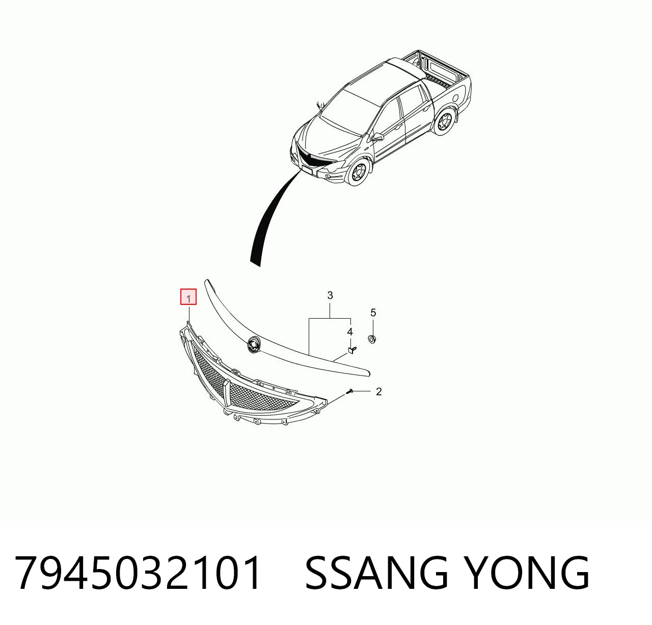 Grelha do radiador SsangYong Actyon  QJ ao melhor preço