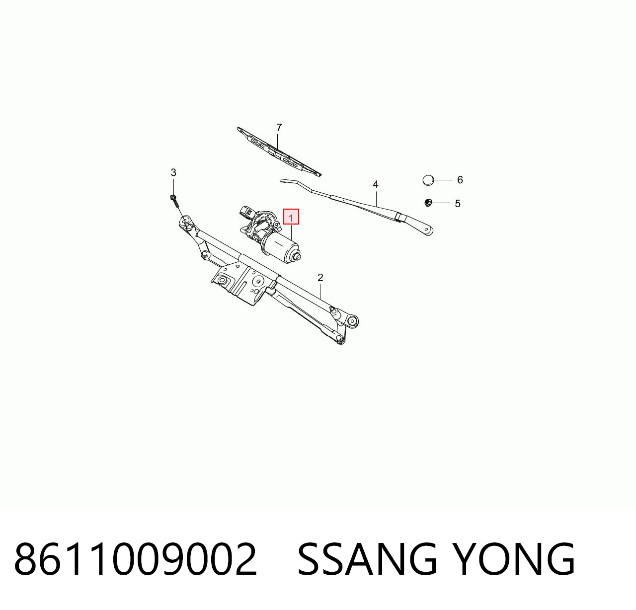 8611009002 Ssang Yong Motor de limpador pára-brisas do pára-brisas