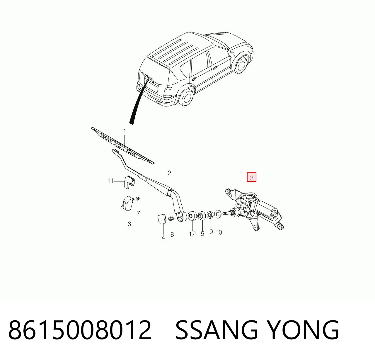 8615008011 Mercedes Motor de limpador pára-brisas de vidro traseiro
