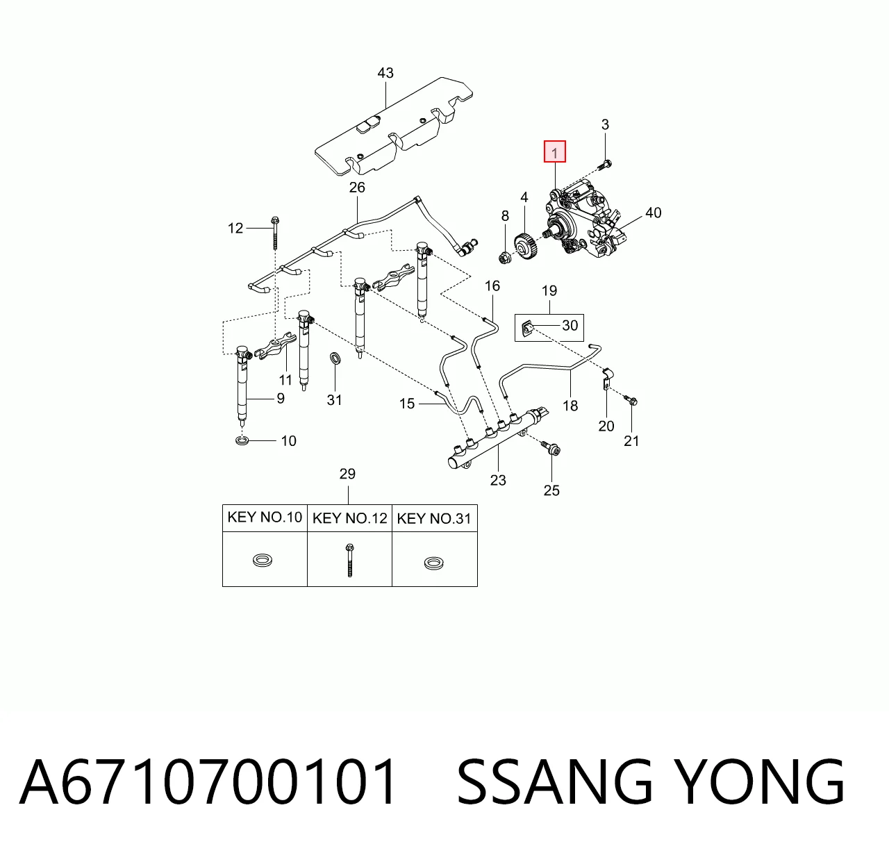 A6710700101 Ssang Yong Bomba de combustível de pressão alta