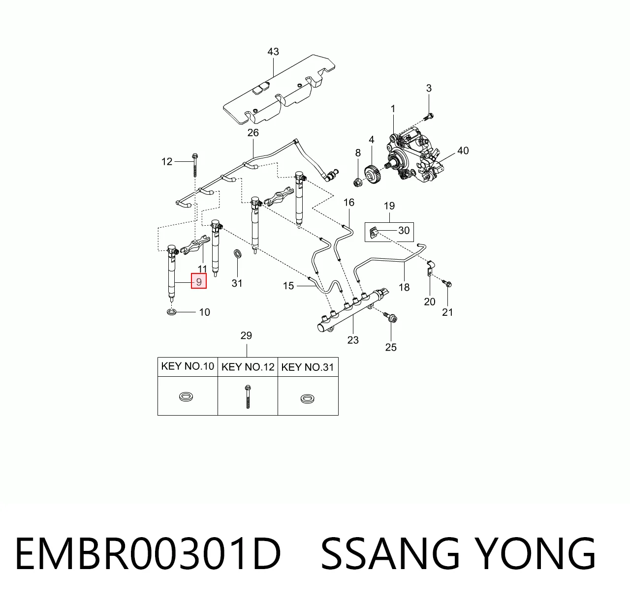 Injetor de injeção de combustível SsangYong Actyon  