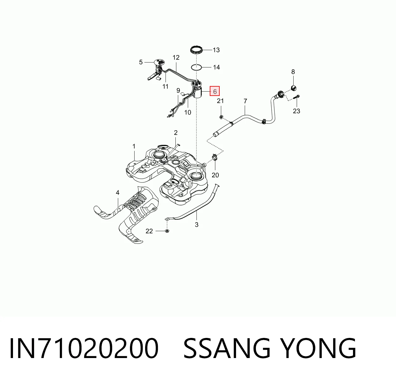 IN71020200 Ssang Yong Bomba de combustível elétrica submersível