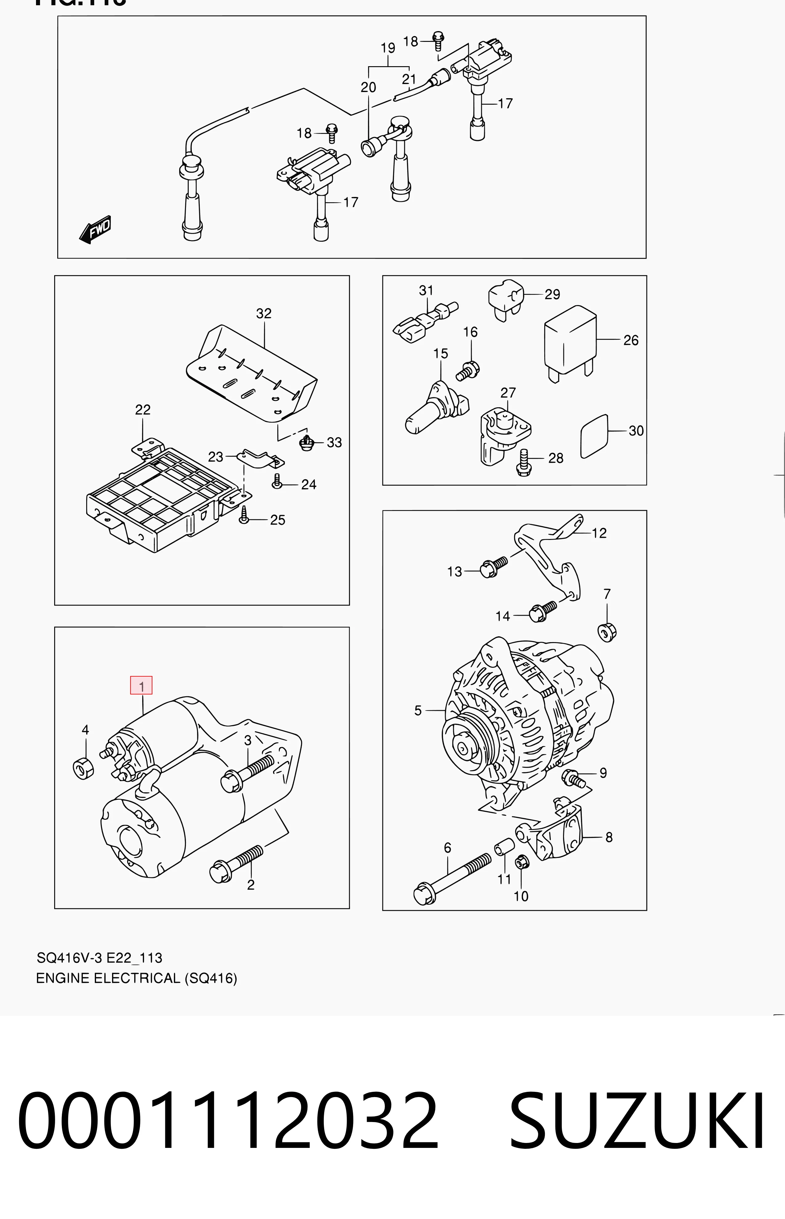 0001112032 Suzuki Motor de arranco