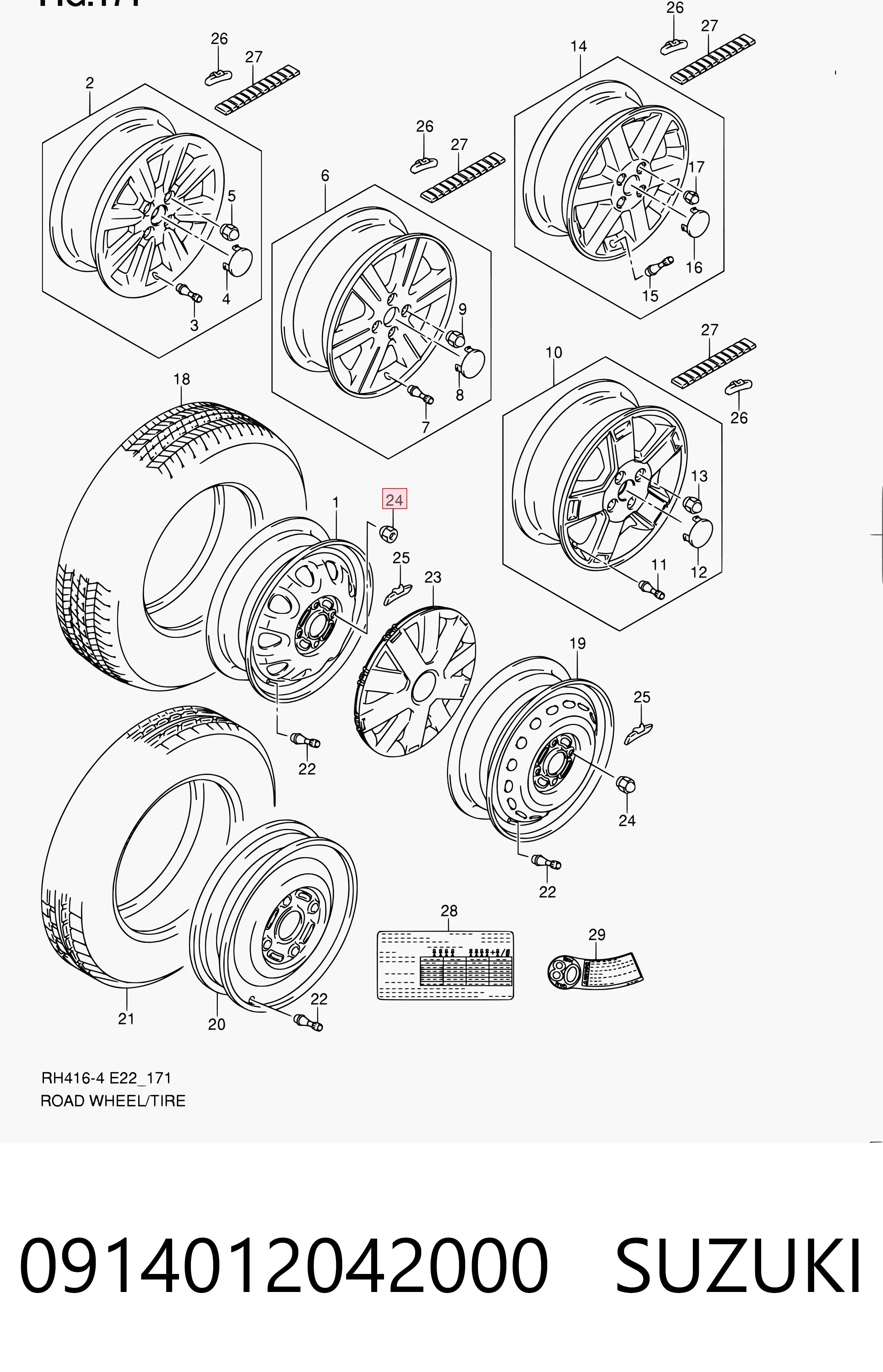 Porca de roda Suzuki Vitara  ETJA