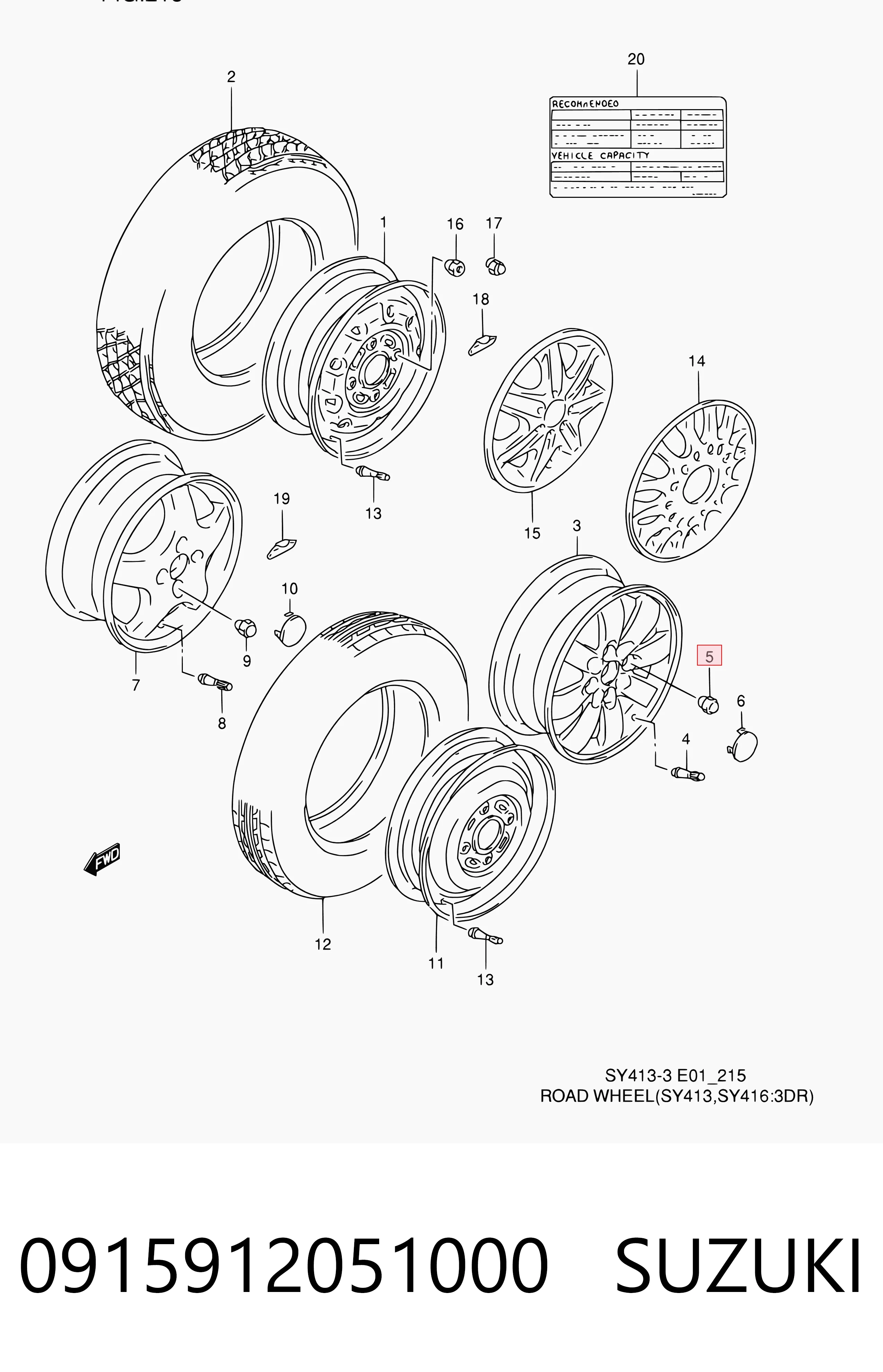 Porca de roda para Suzuki Swift II AH, AJ