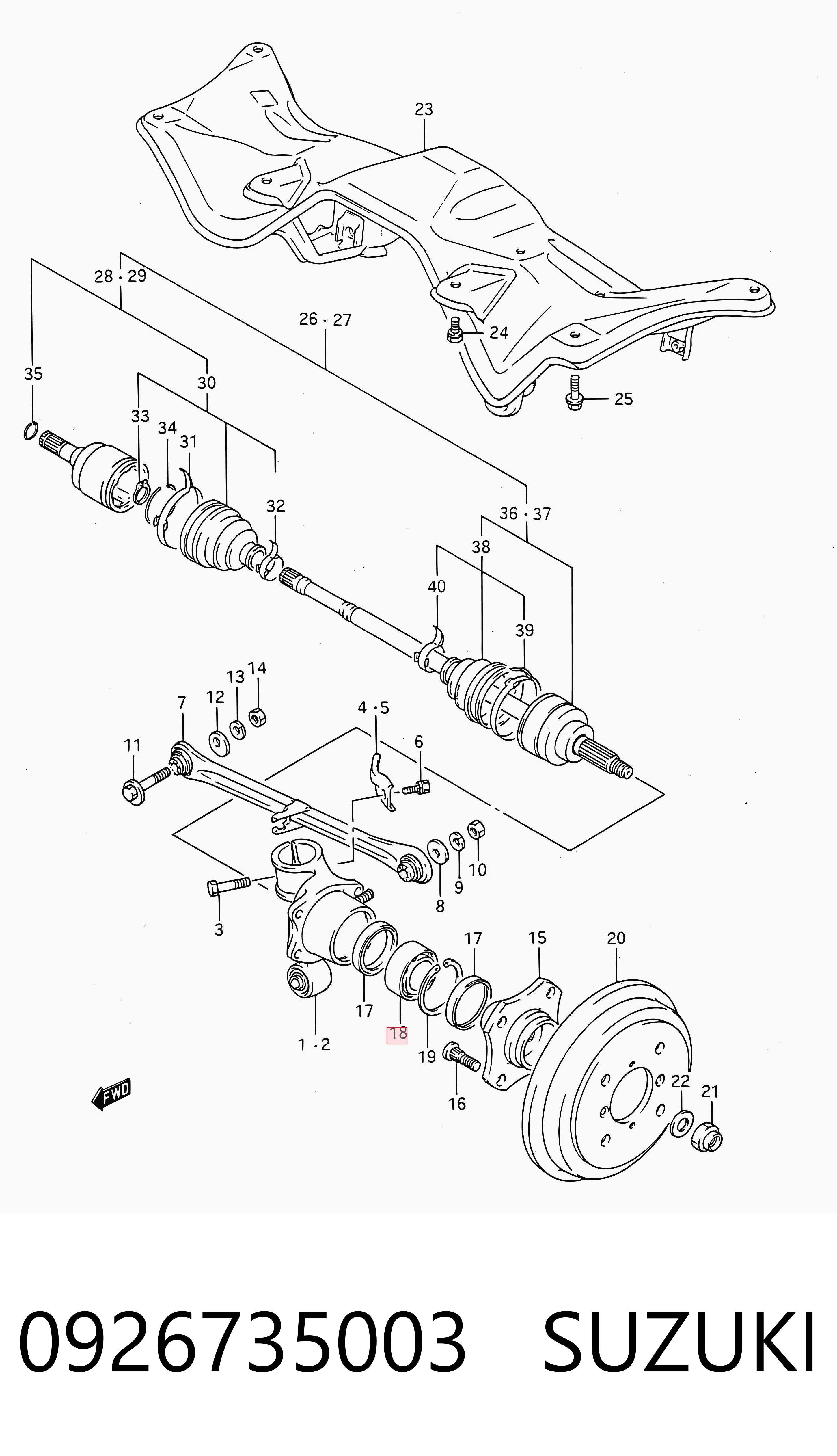 0926735003 Suzuki Rolamento de cubo traseiro