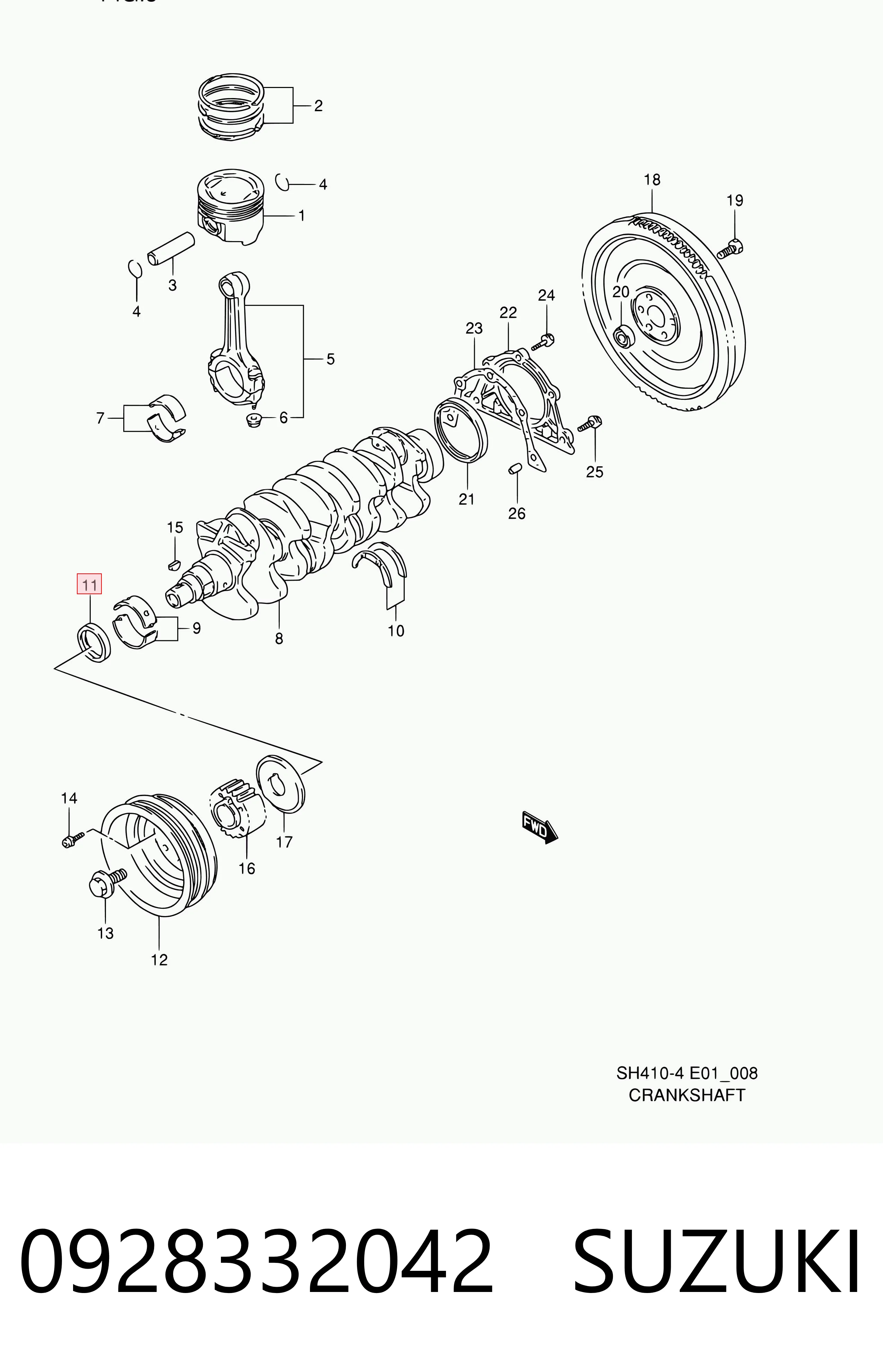 0928332038 Subaru Vedação da árvore distribuidora de motor