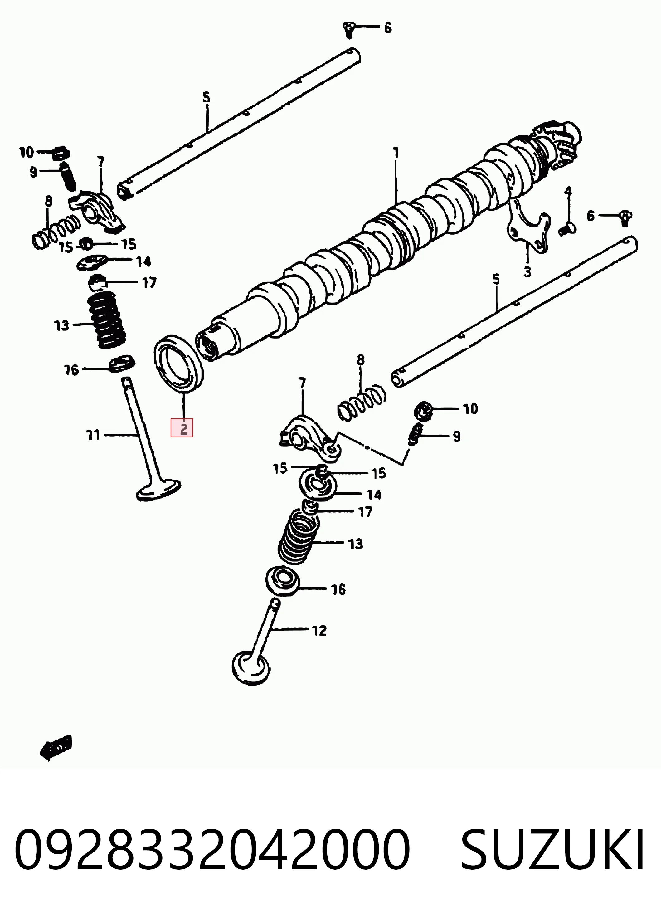 Vedação da árvore distribuidora de motor Subaru 0928332038