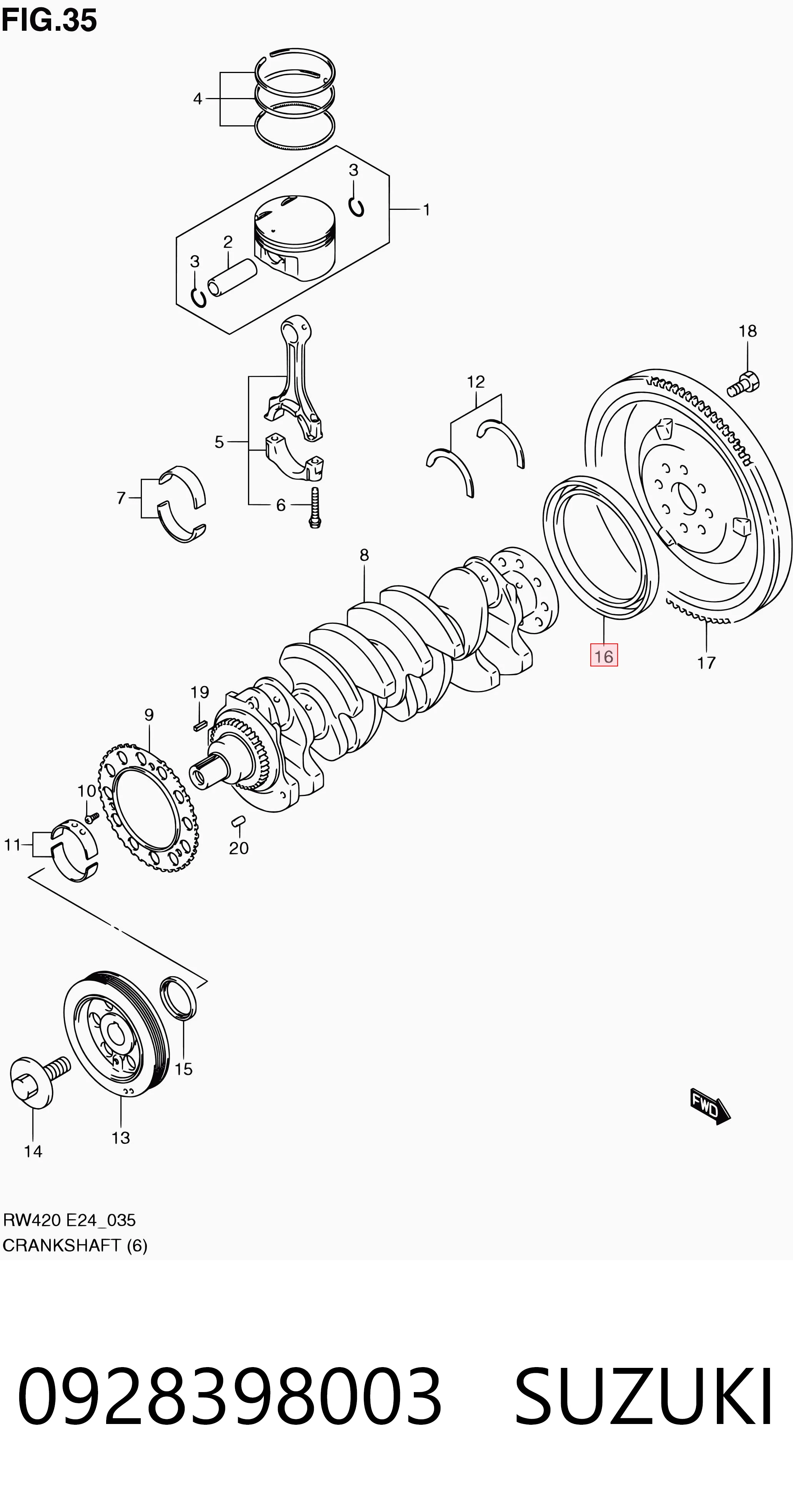 0928398003 Suzuki Vedação traseira de cambota de motor