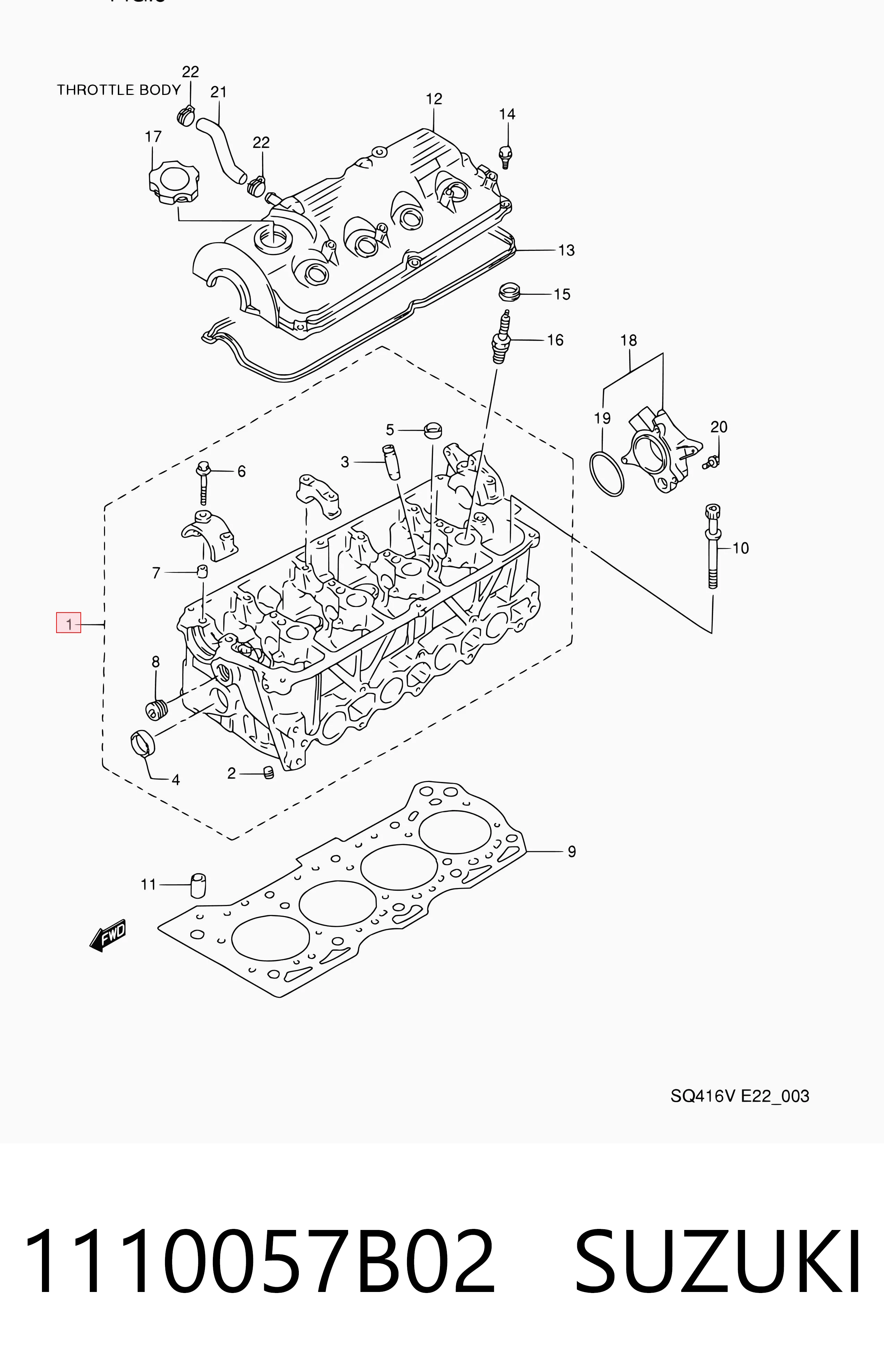 1110057B02 Suzuki Cabeça de motor (CBC)