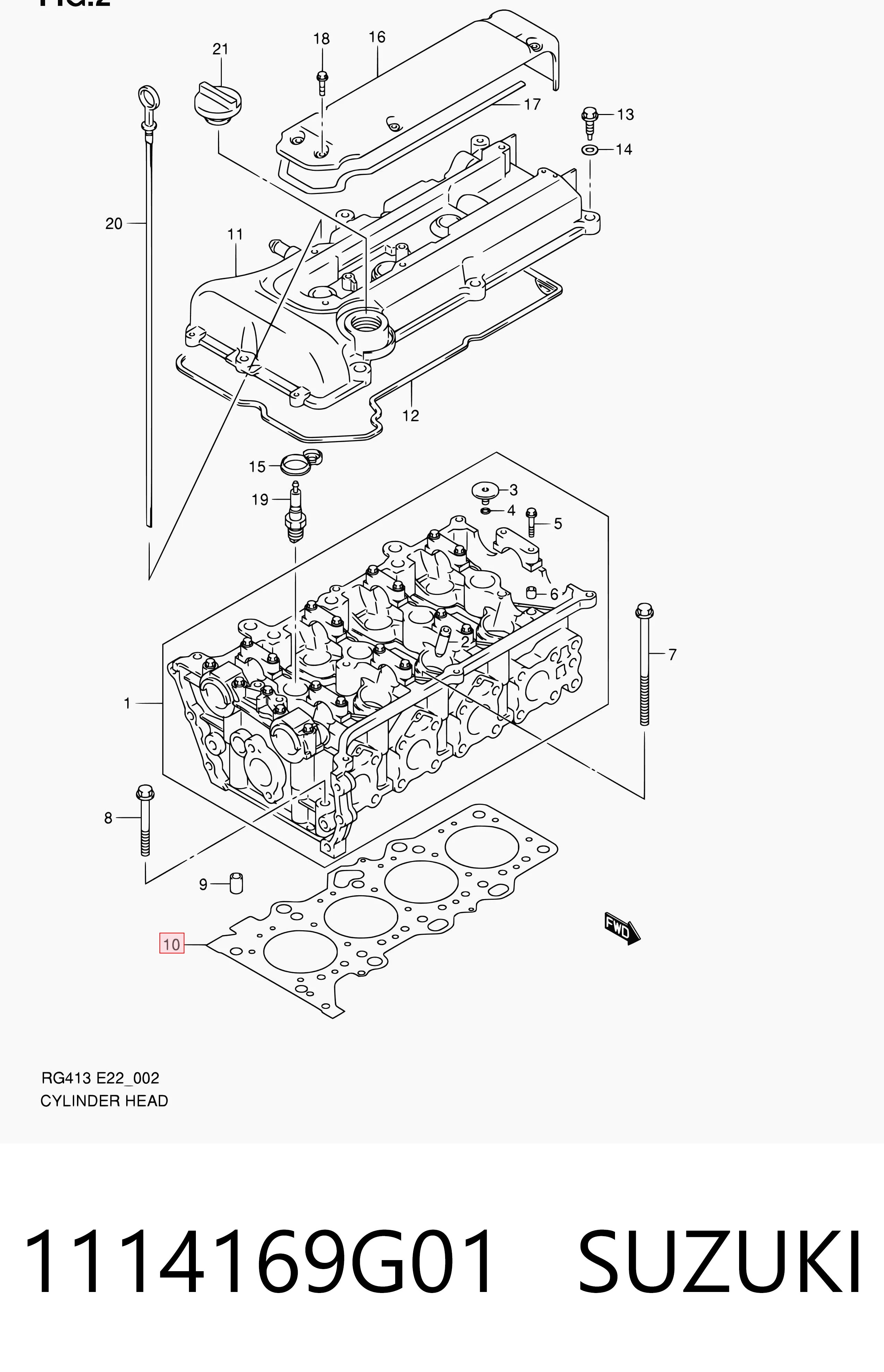1114169G01 Suzuki Vedante de cabeça de motor (CBC)