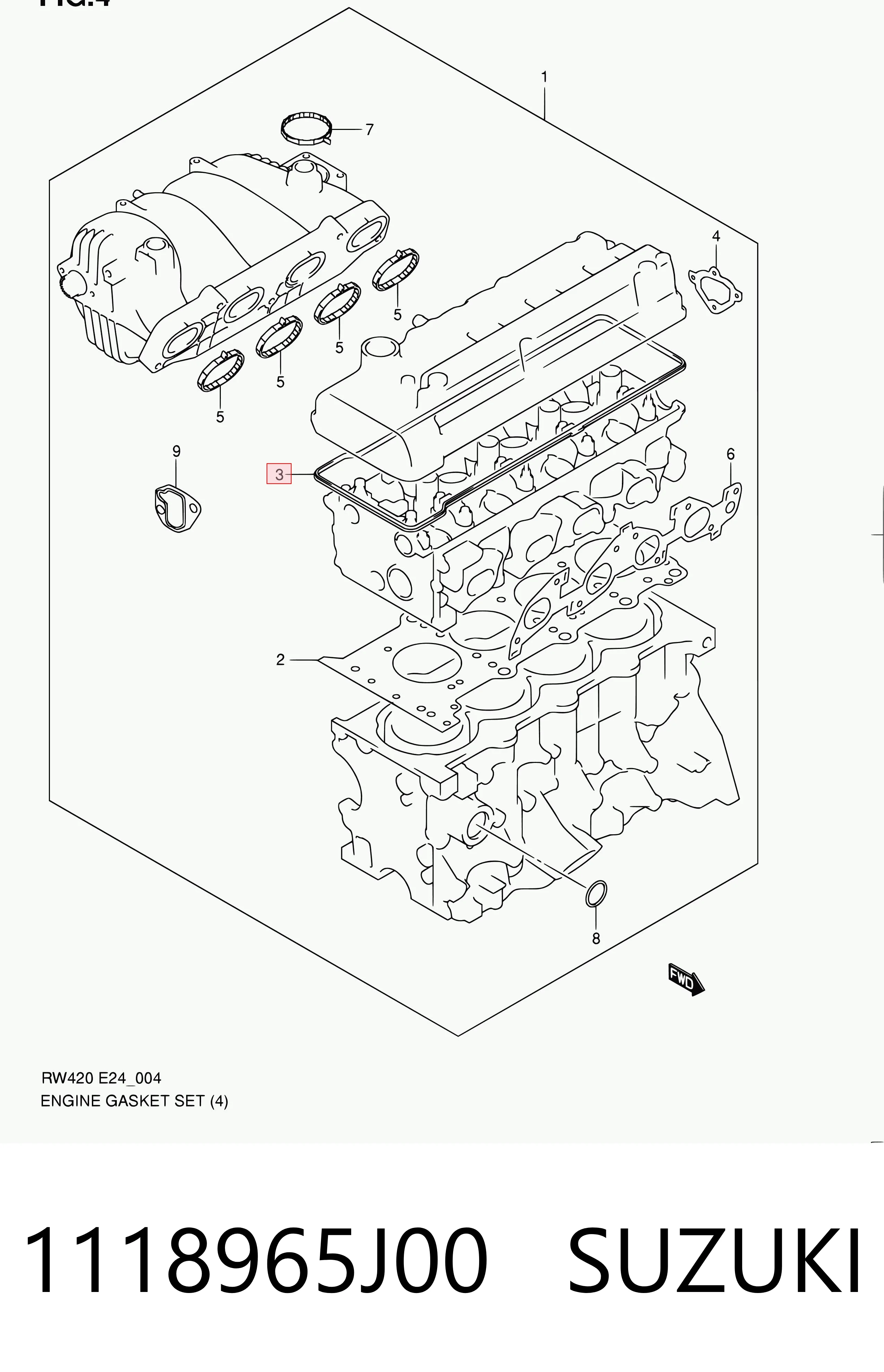 1118965J00 Suzuki Vedante de tampa de válvulas de motor