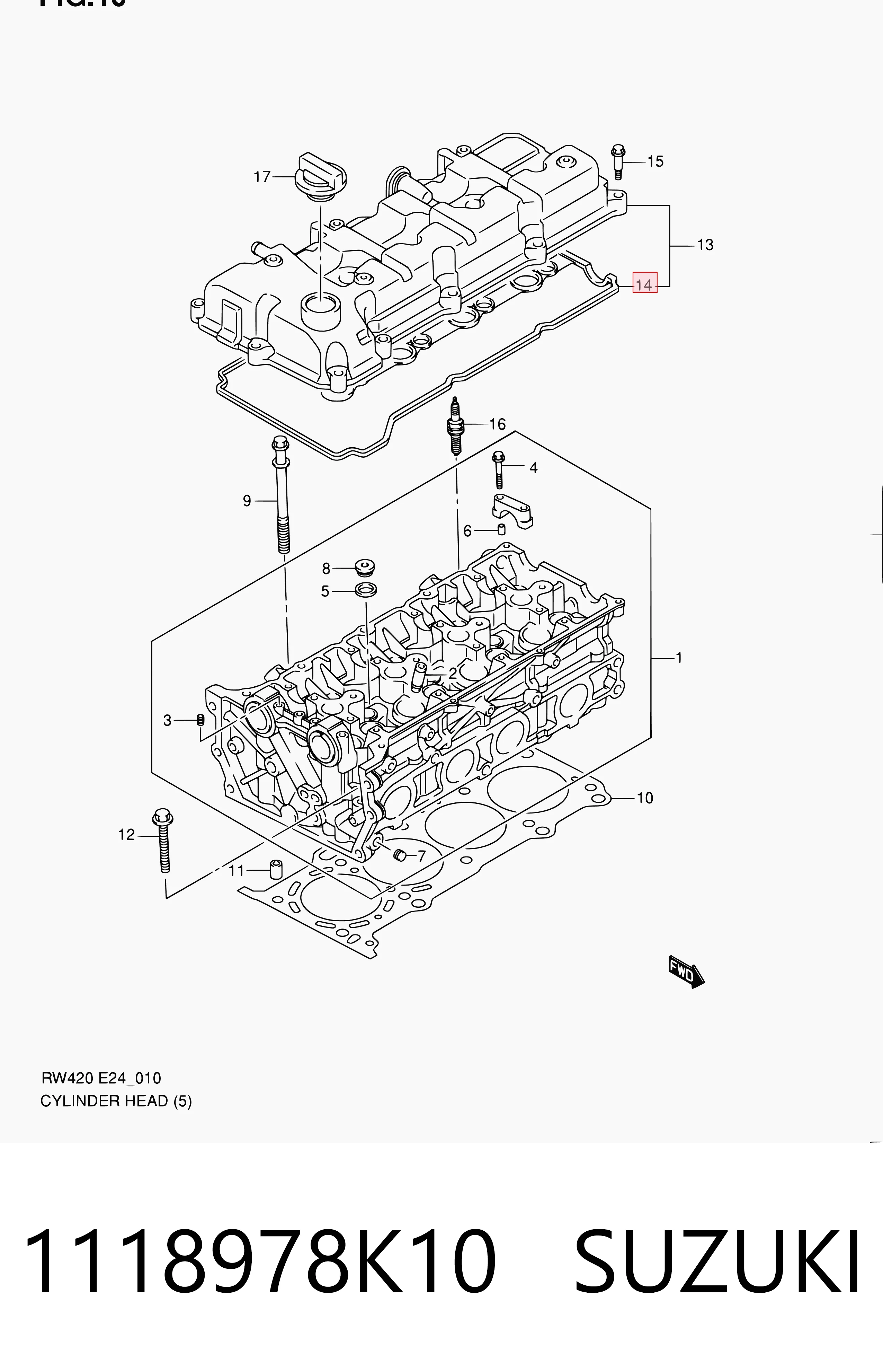 1118978K10 Suzuki Vedante de tampa de válvulas de motor