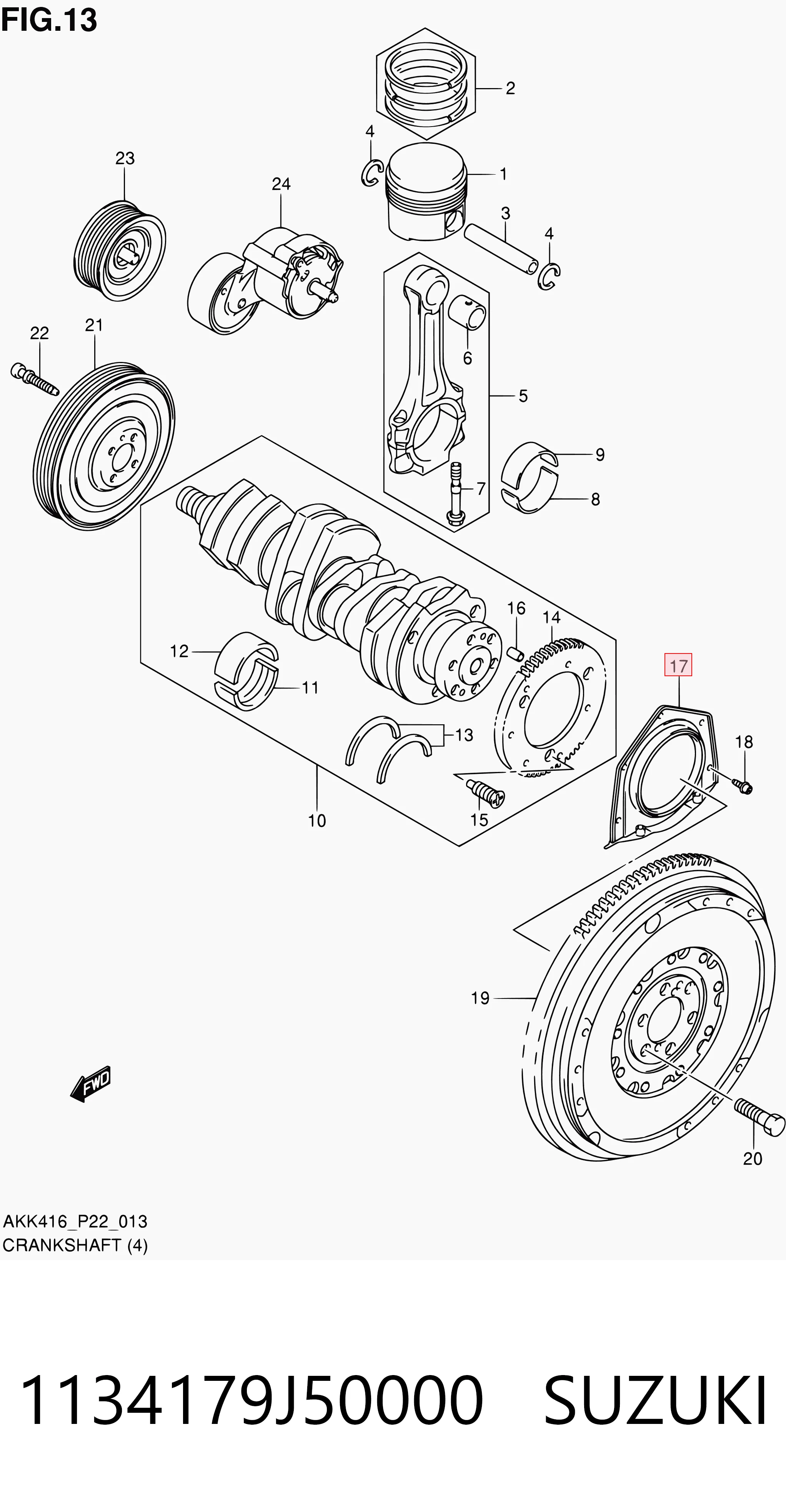 Vedação traseira de cambota de motor Fiat Brava  182