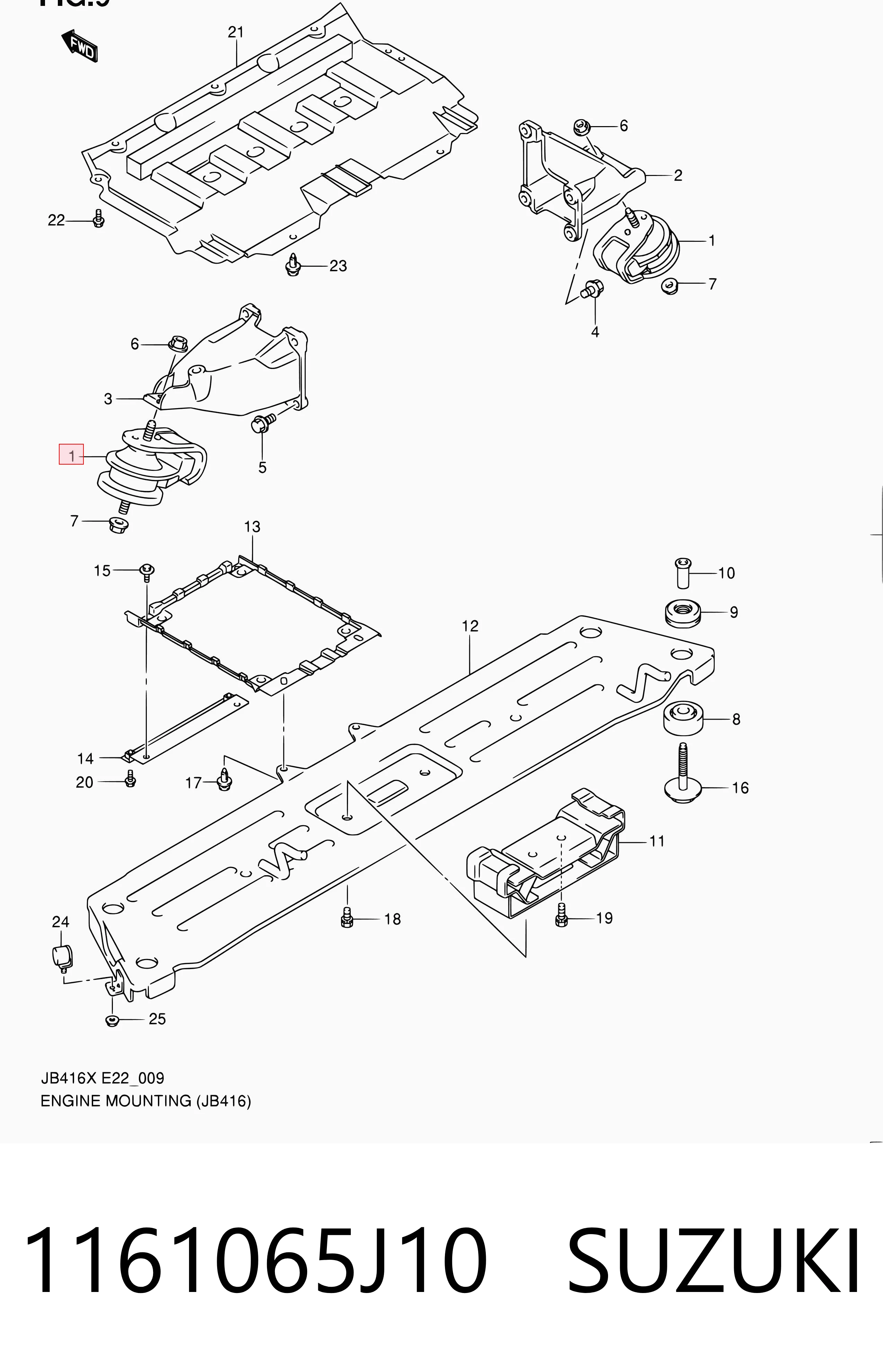  Coxim (suporte) dianteiro de motor Suzuki Grand Vitara SUV (FT, HT) (1998 - 2005) 