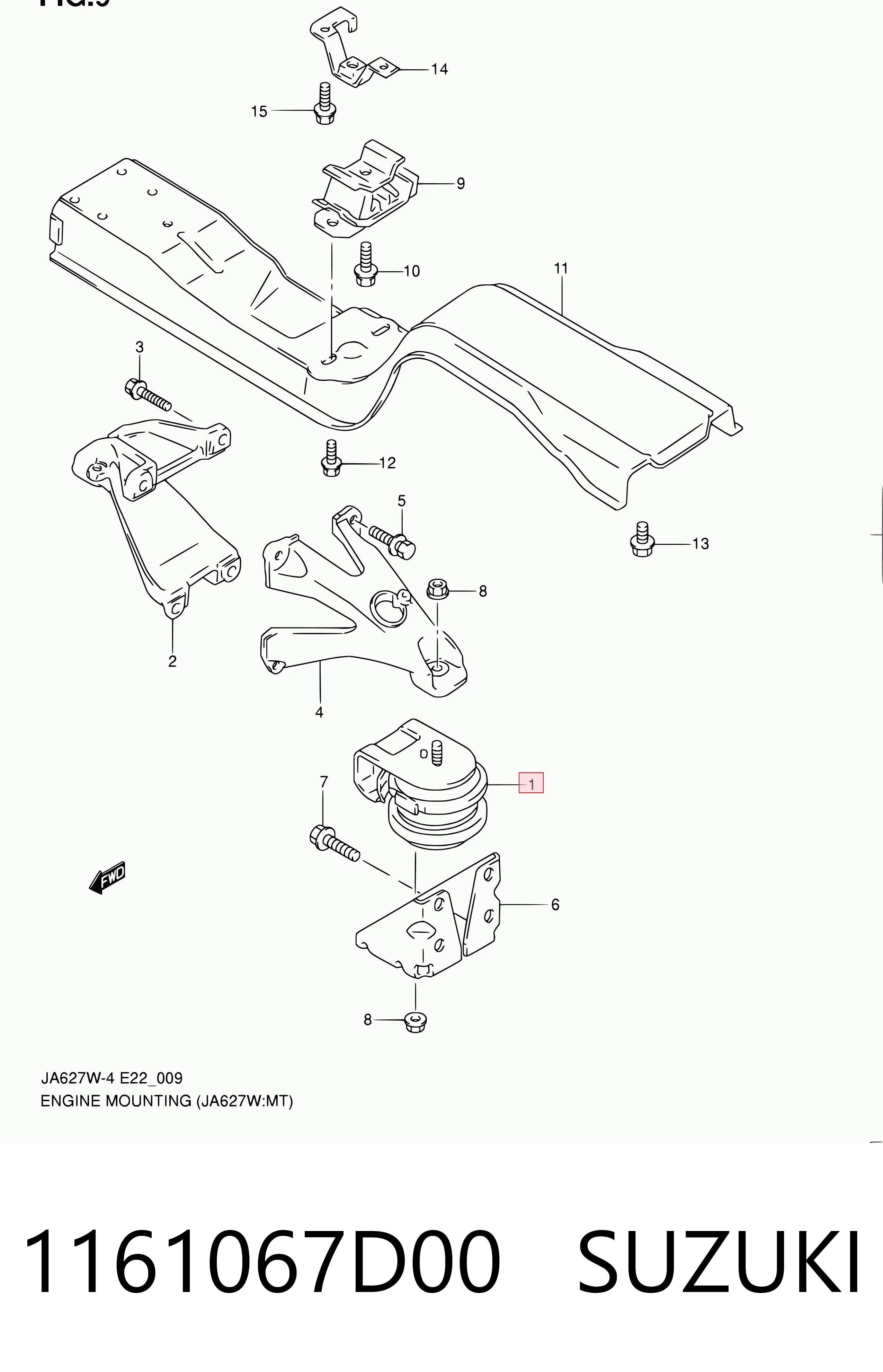 1161067D00 Suzuki Coxim (suporte) esquerdo/direito de motor
