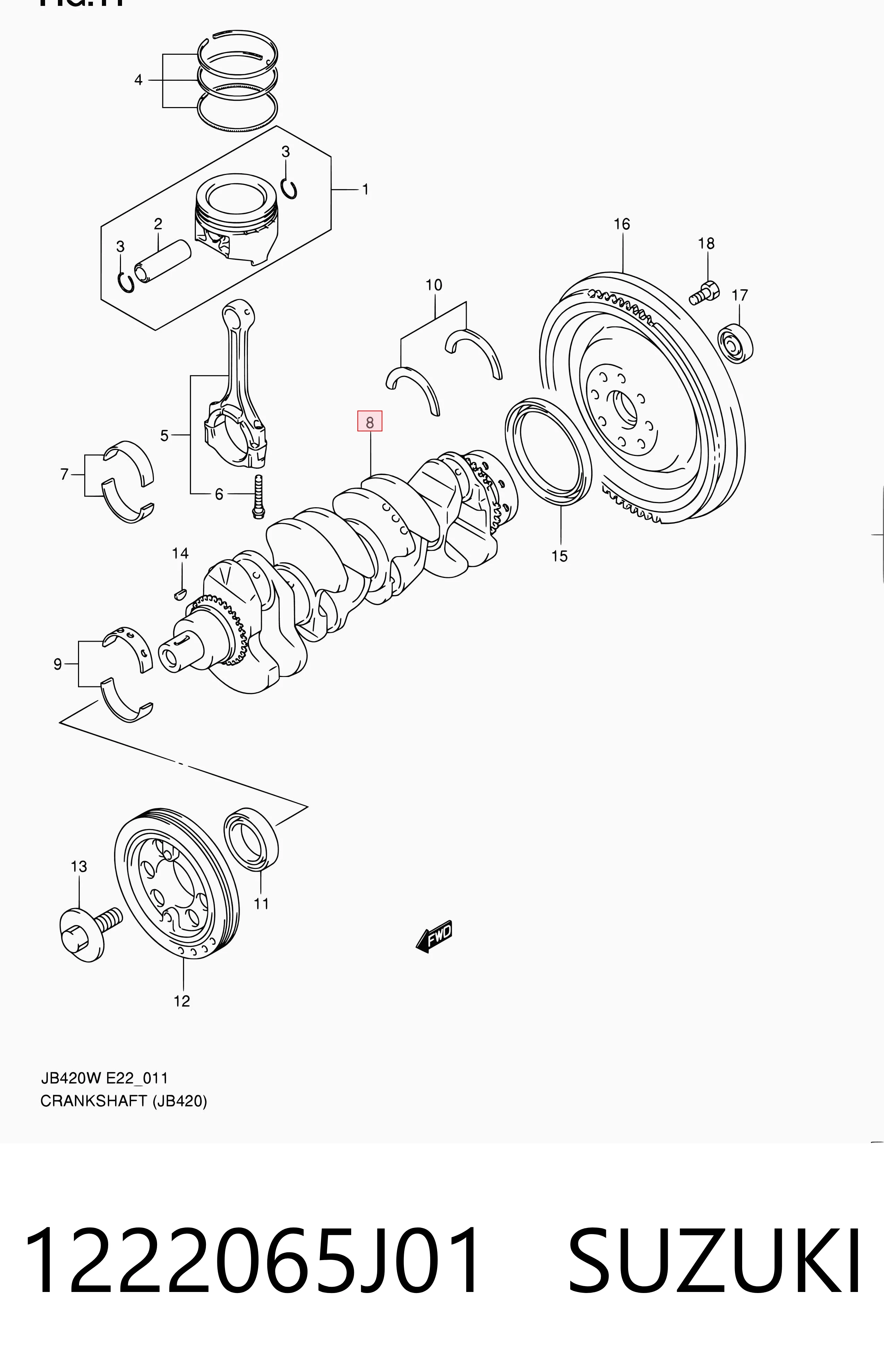 1222065J01 Suzuki Cambota de motor