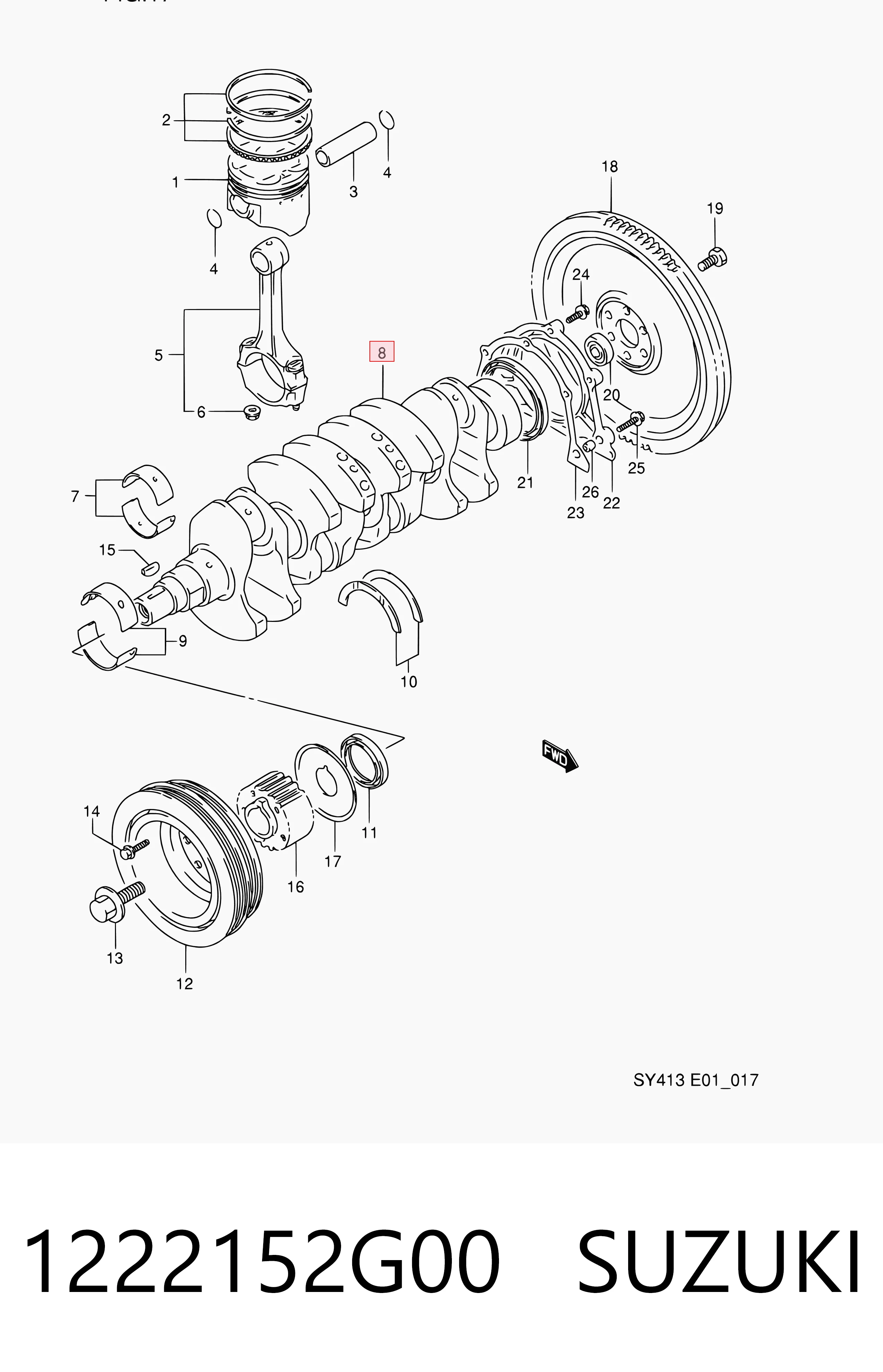 1222152G00 Suzuki Cambota de motor