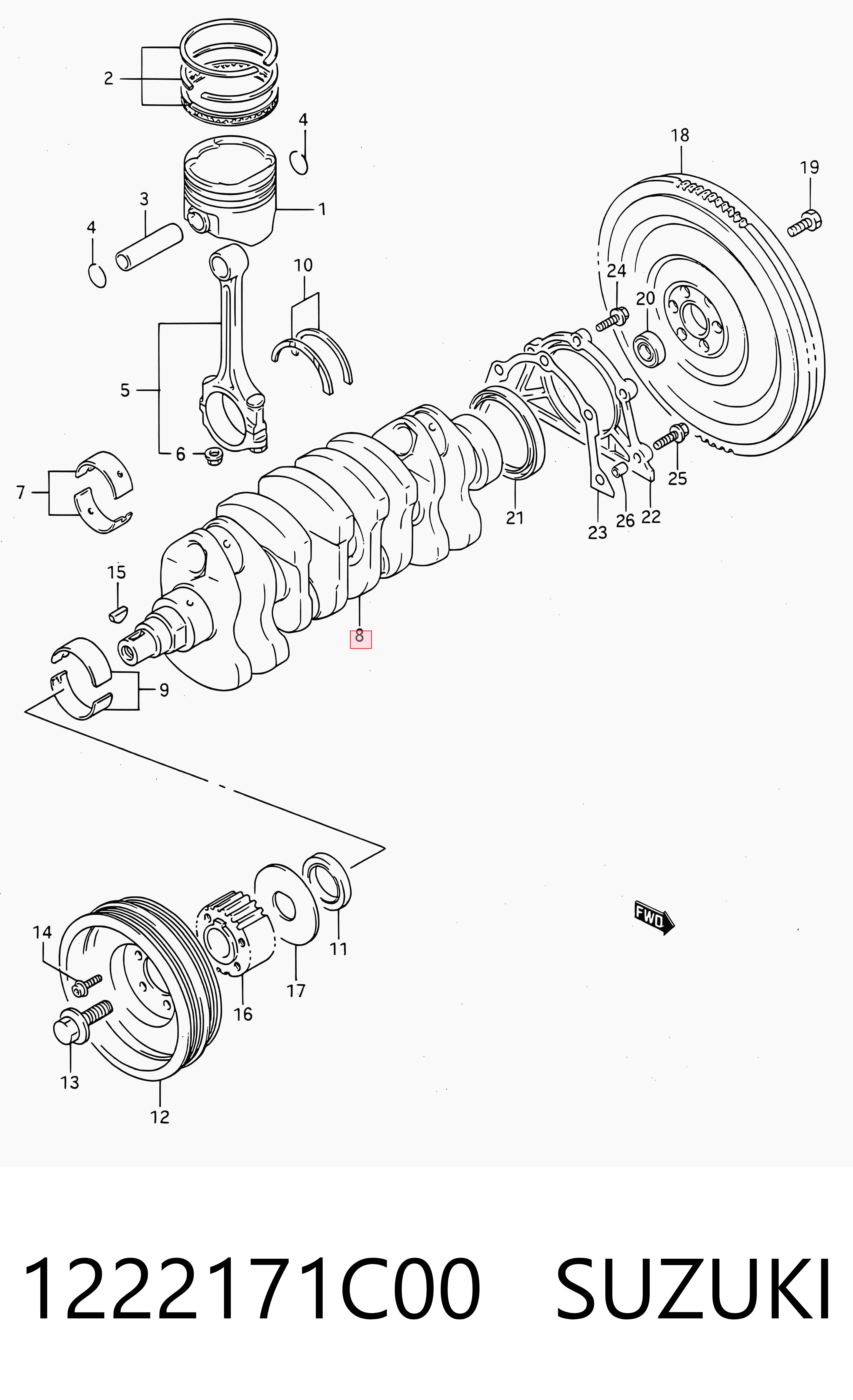 1222171C00 Suzuki Cambota de motor