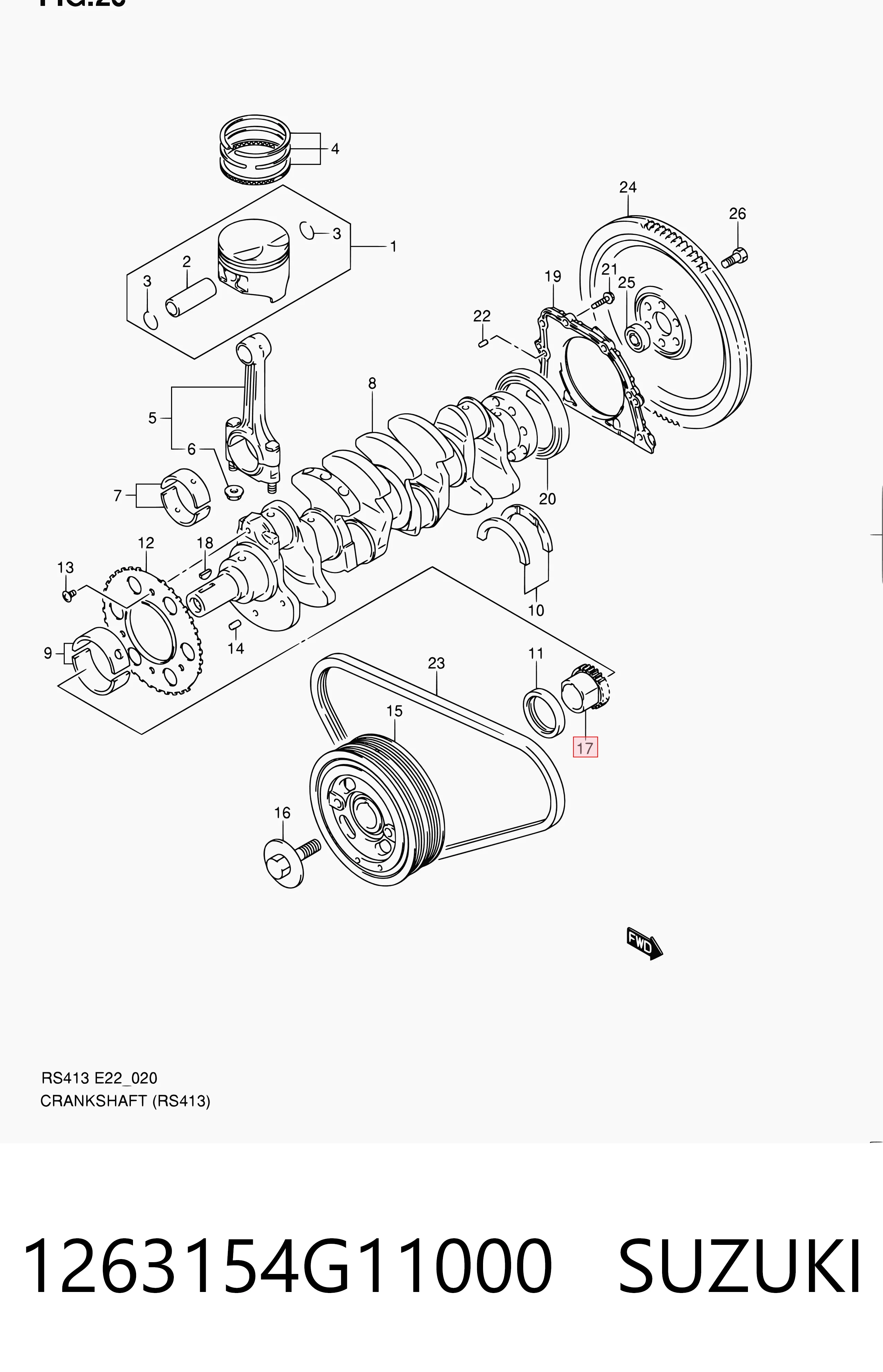 1263154G11000 Suzuki Engrenagem de cadeia da roda dentada de acionamento de cambota de motor