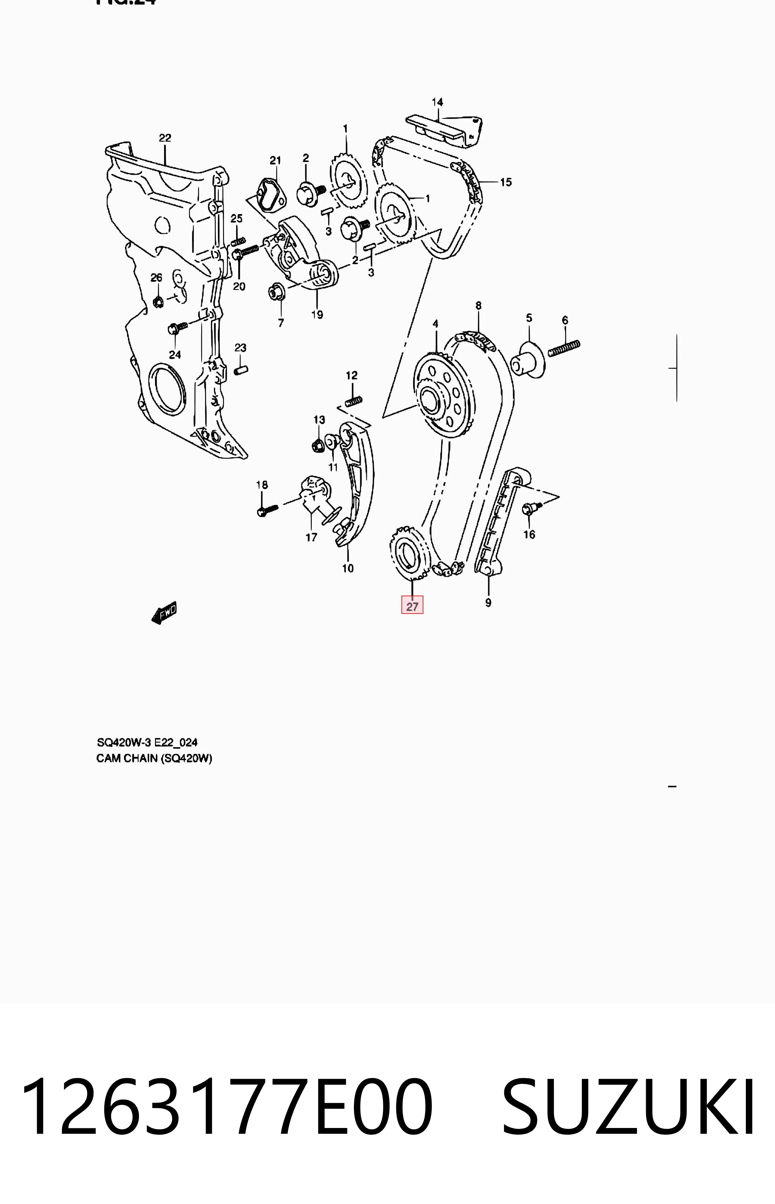 1263177E00 Suzuki Engrenagem de cadeia da roda dentada de acionamento de cambota de motor