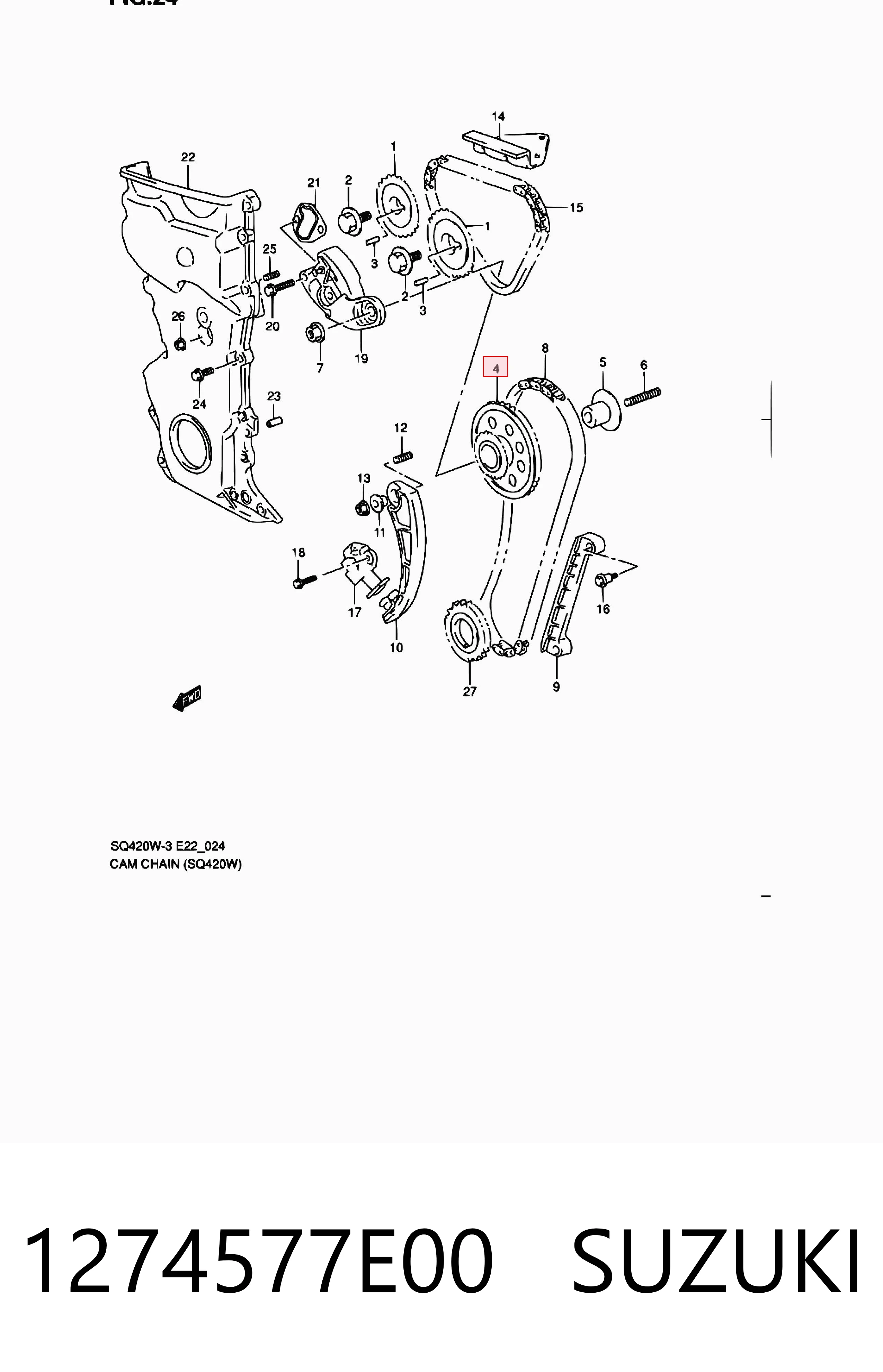 1274577E00 Suzuki Roda dentada da árvore intermédia de motor