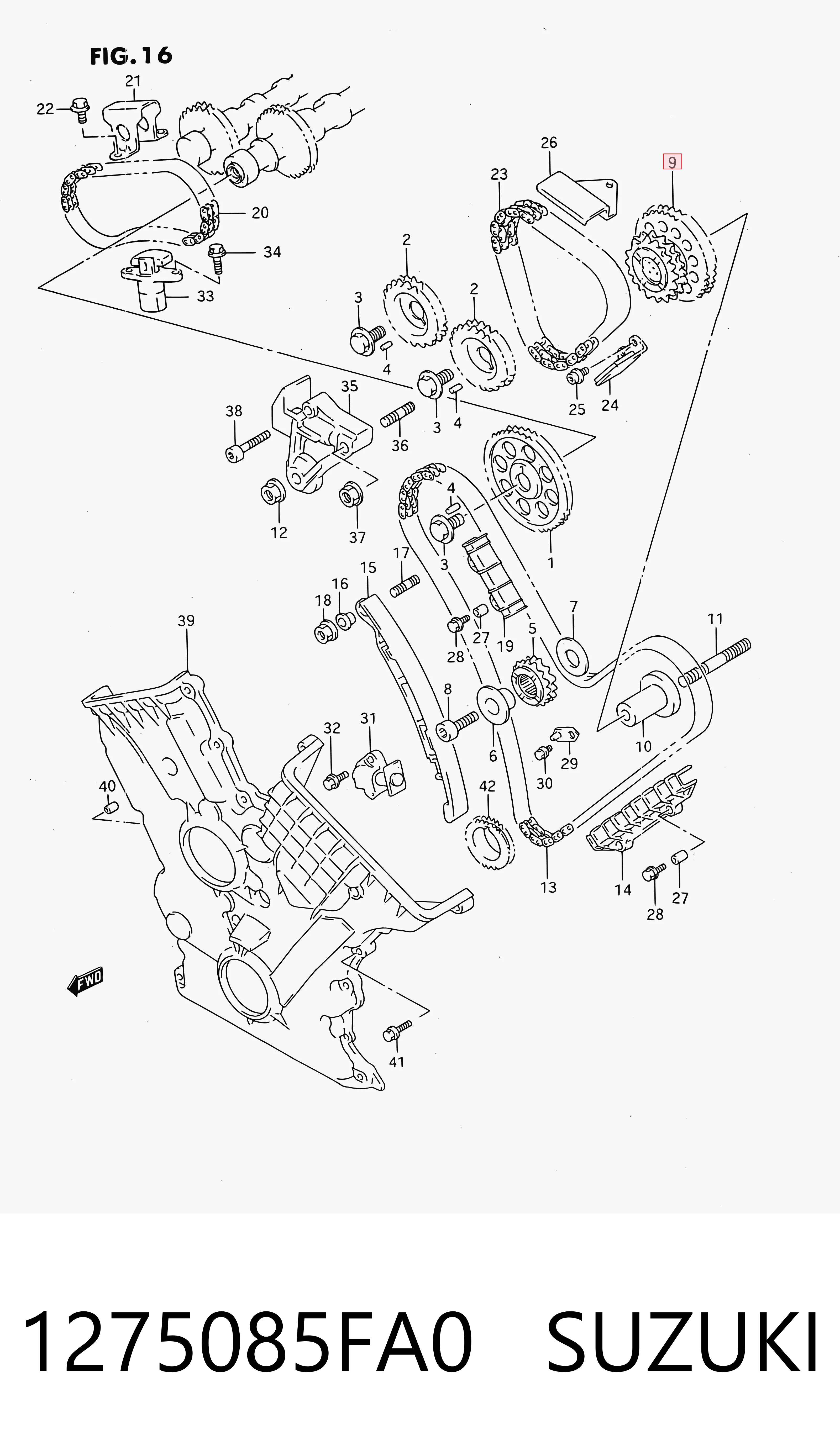 1275085FA0 Suzuki Roda dentada da árvore intermédia de motor
