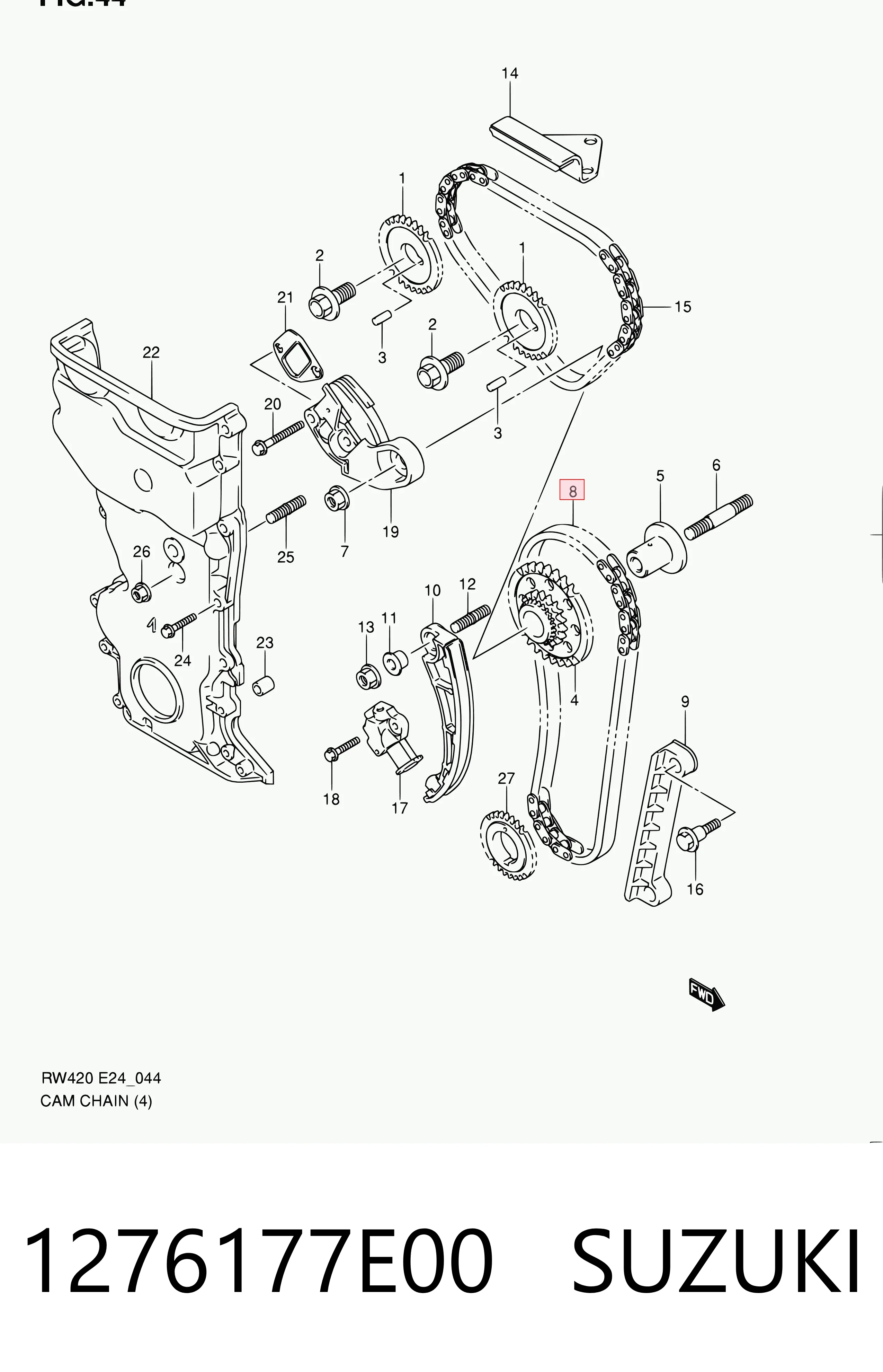  Cadeia do mecanismo de distribuição de gás Suzuki Vitara SUV (ETJA) (1988 - 1998) 