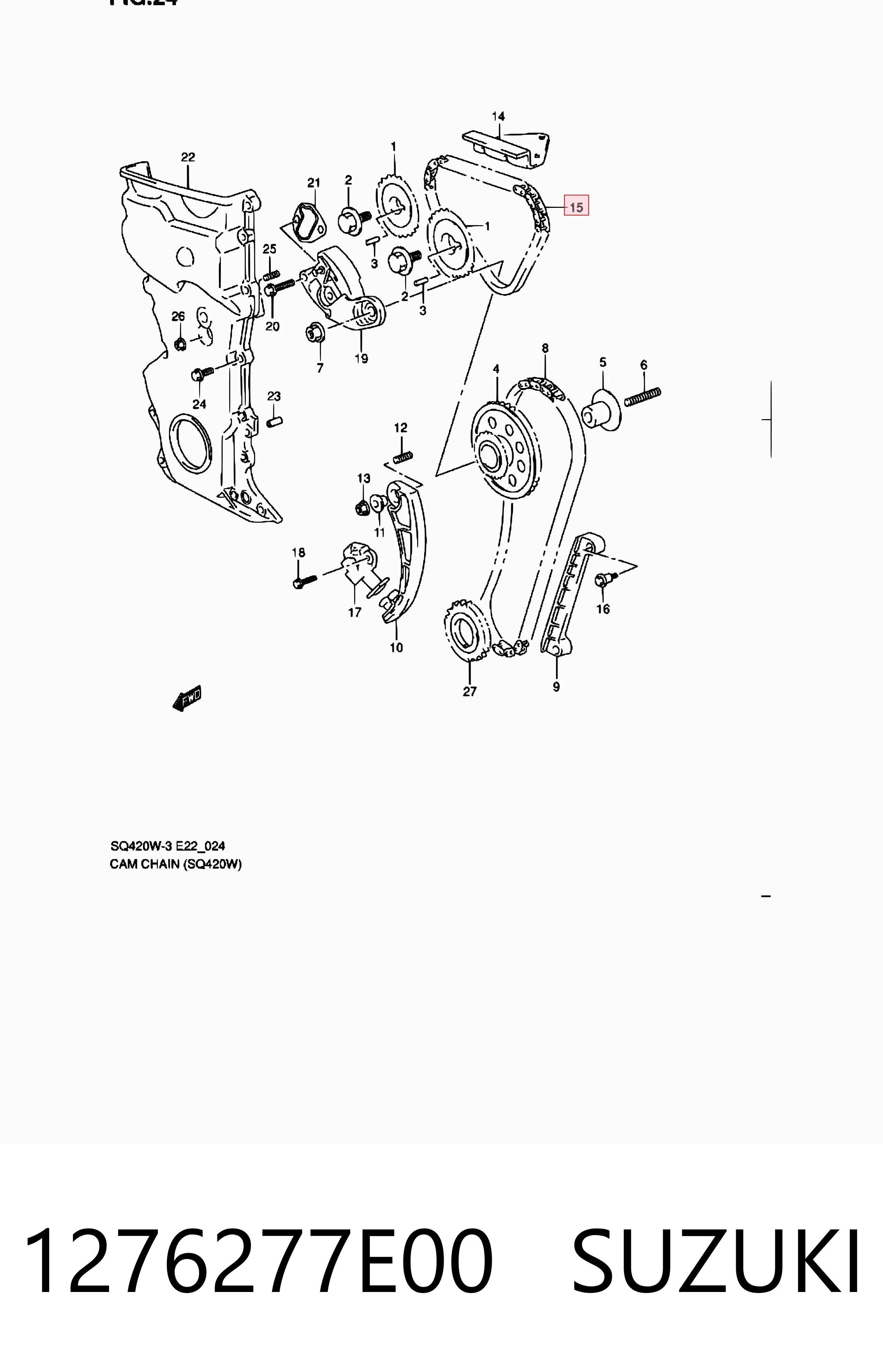 1276277E00 Suzuki Cadeia secundária do mecanismo de distribuição de gás