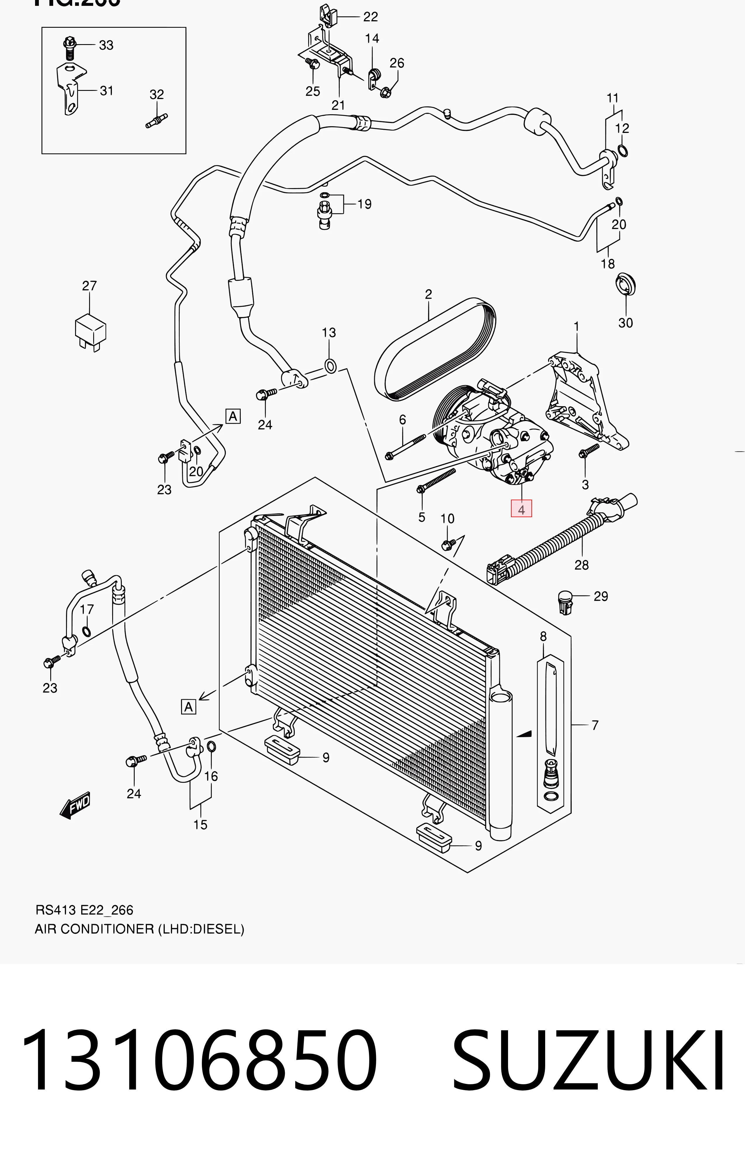 13106850 Suzuki Compressor de aparelho de ar condicionado