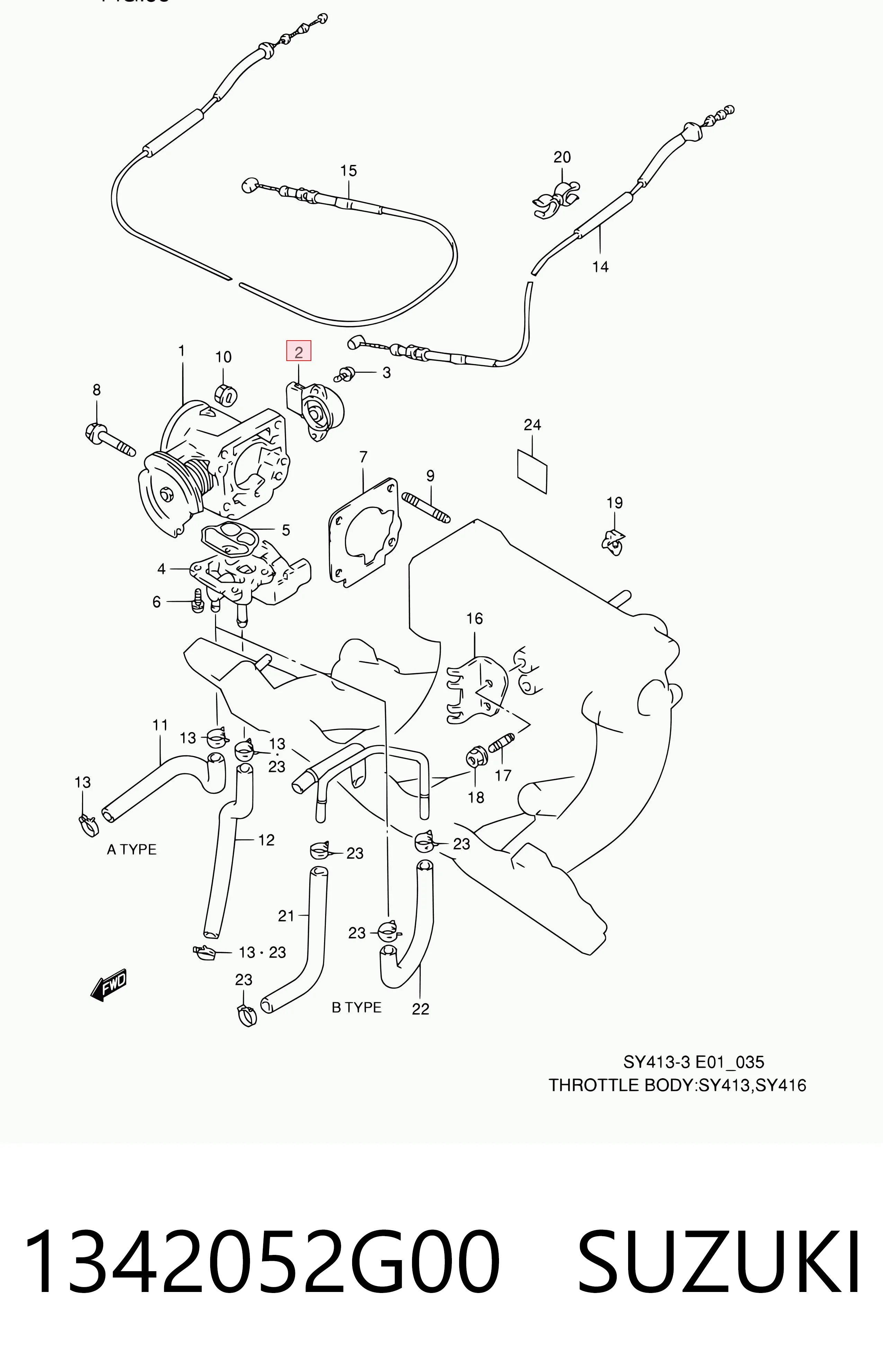 1342052G00 Suzuki Sensor de posição da válvula de borboleta (potenciômetro)