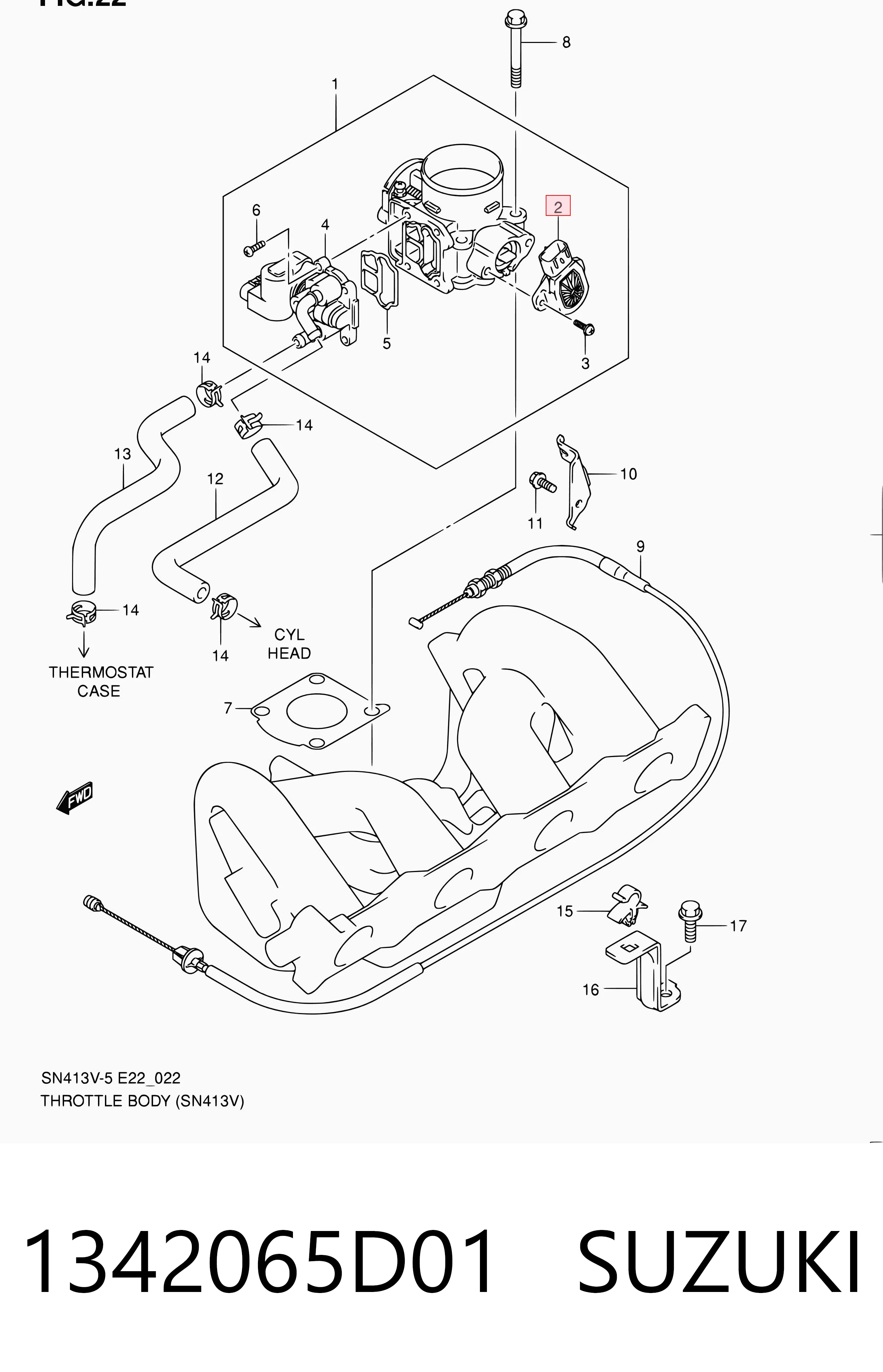 1342065D01 Suzuki Sensor de posição da válvula de borboleta (potenciômetro)