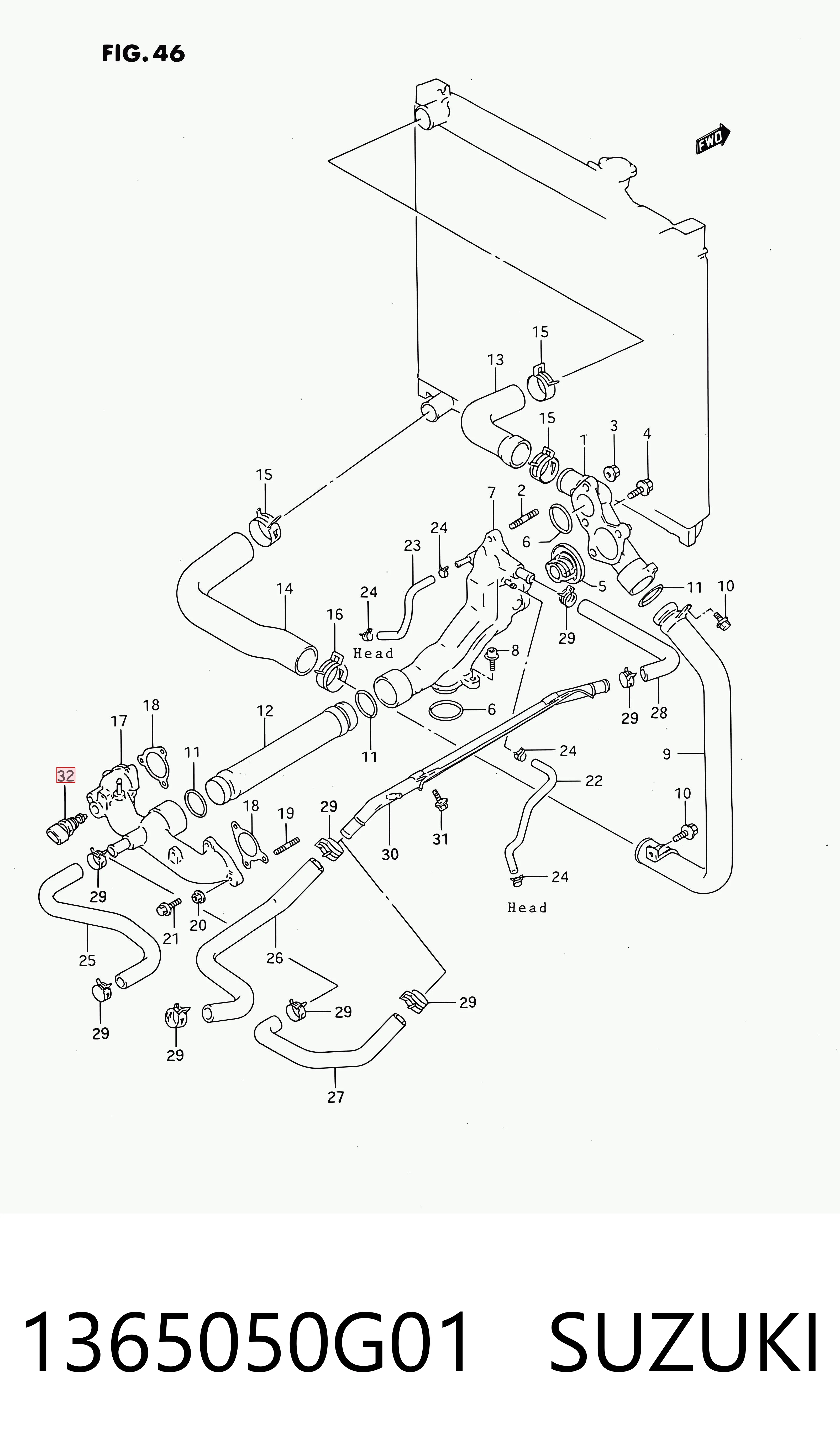 1365050G01 Suzuki Sensor de temperatura do fluido de esfriamento