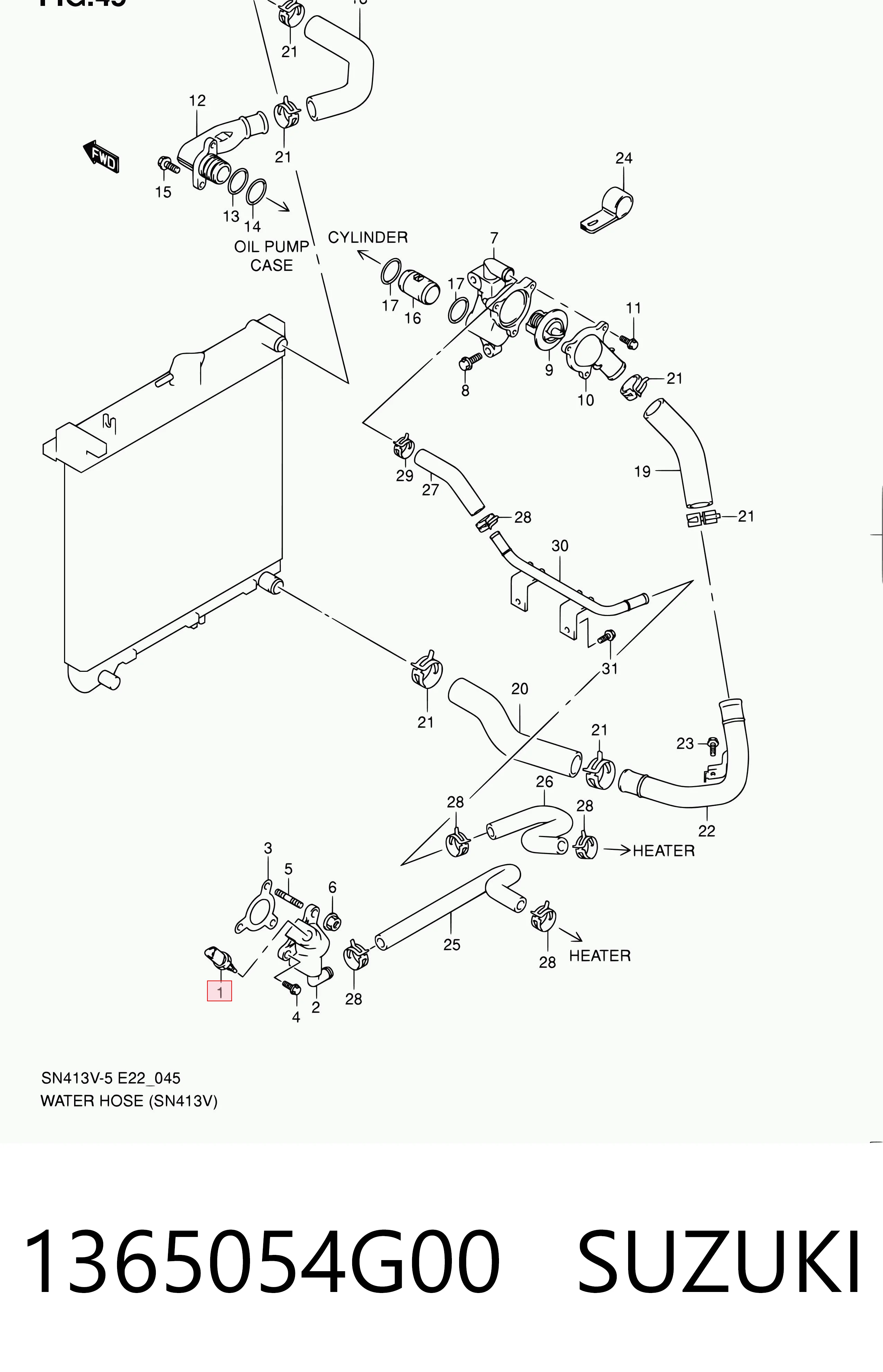 1365054G00 Suzuki Sensor de temperatura do fluido de esfriamento