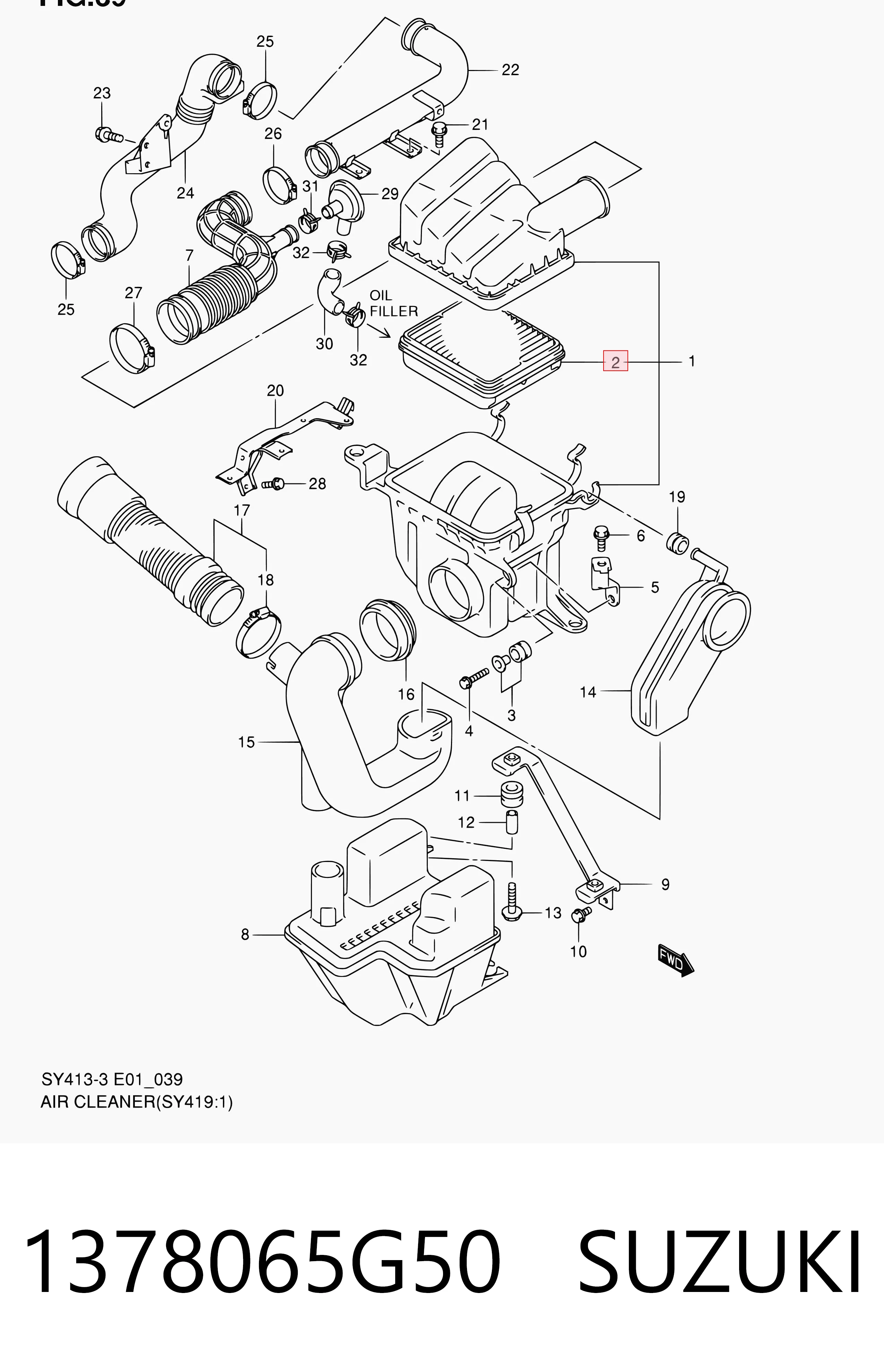 1378065G50 Suzuki Filtro de ar