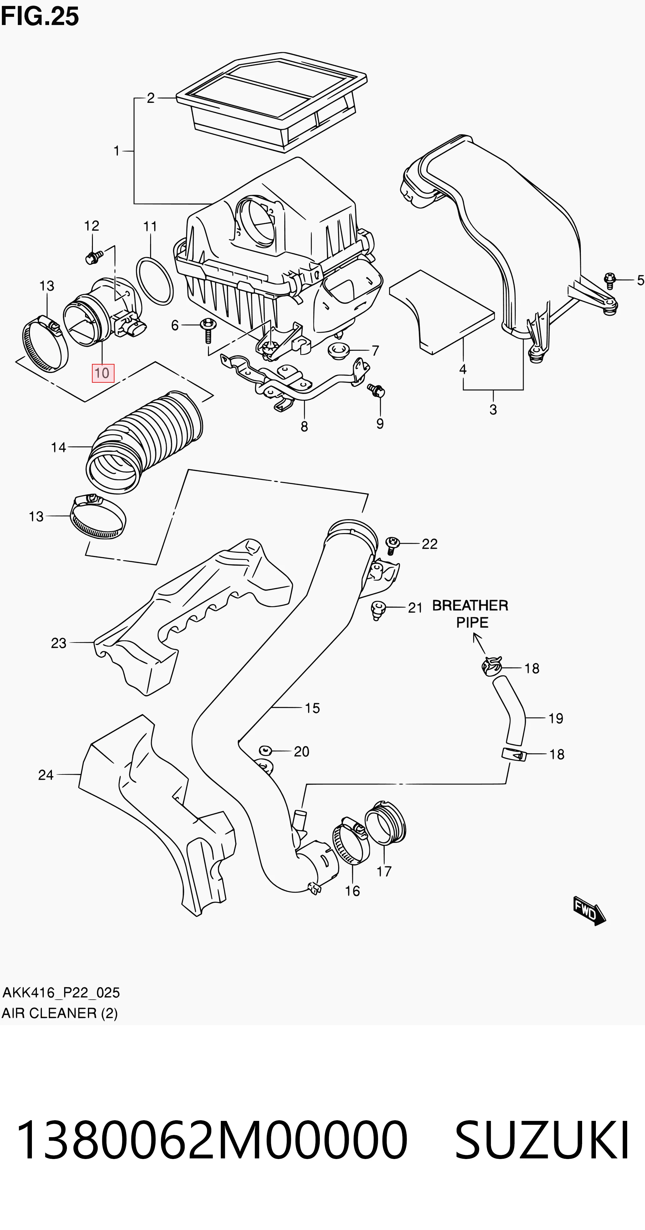 Sensor de fluxo (consumo) de ar, medidor de consumo M.A.F. - (Mass Airflow) Suzuki Vitara  LY