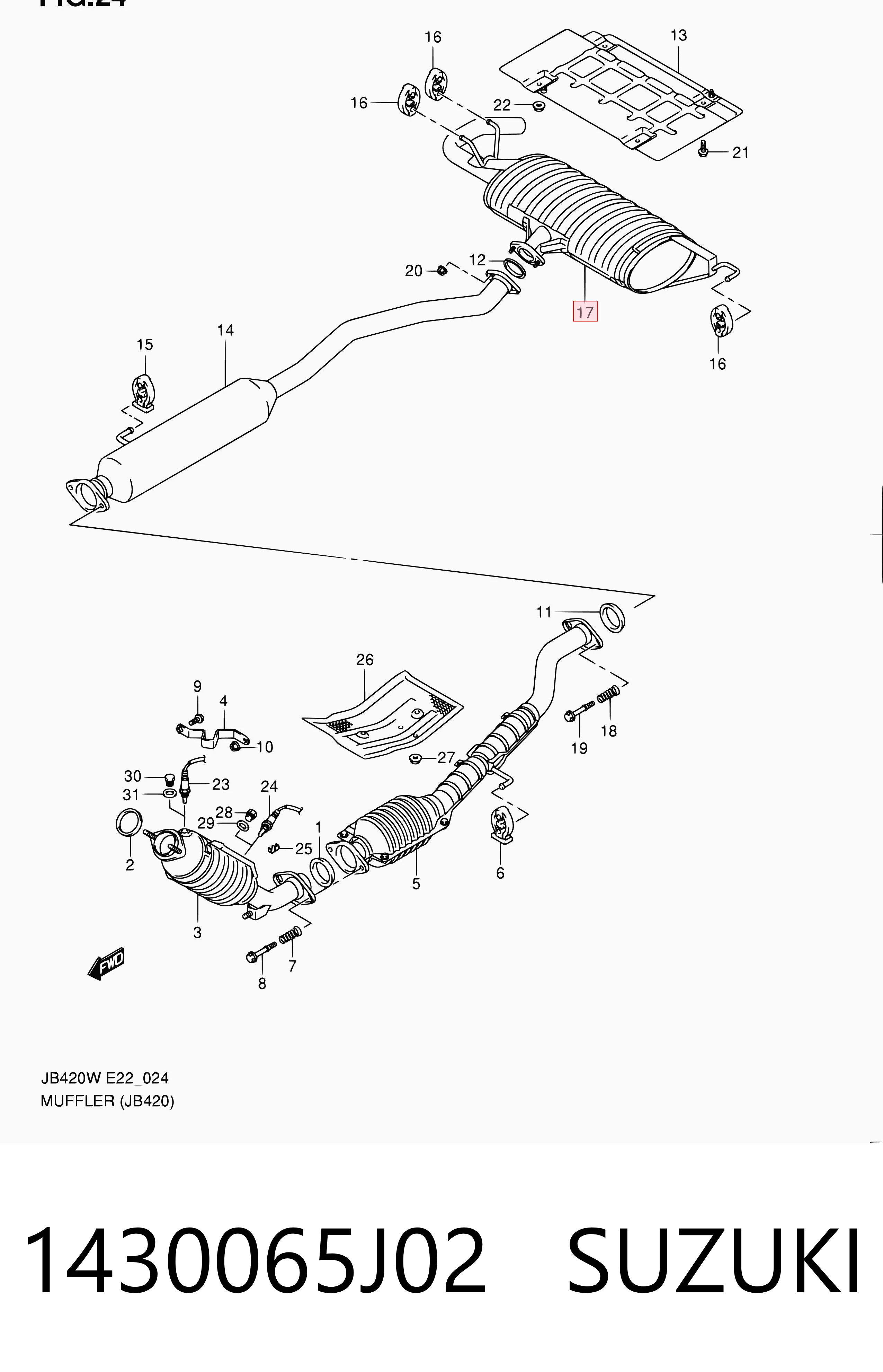 Silenciador, parte traseira para Suzuki Grand Vitara  JB