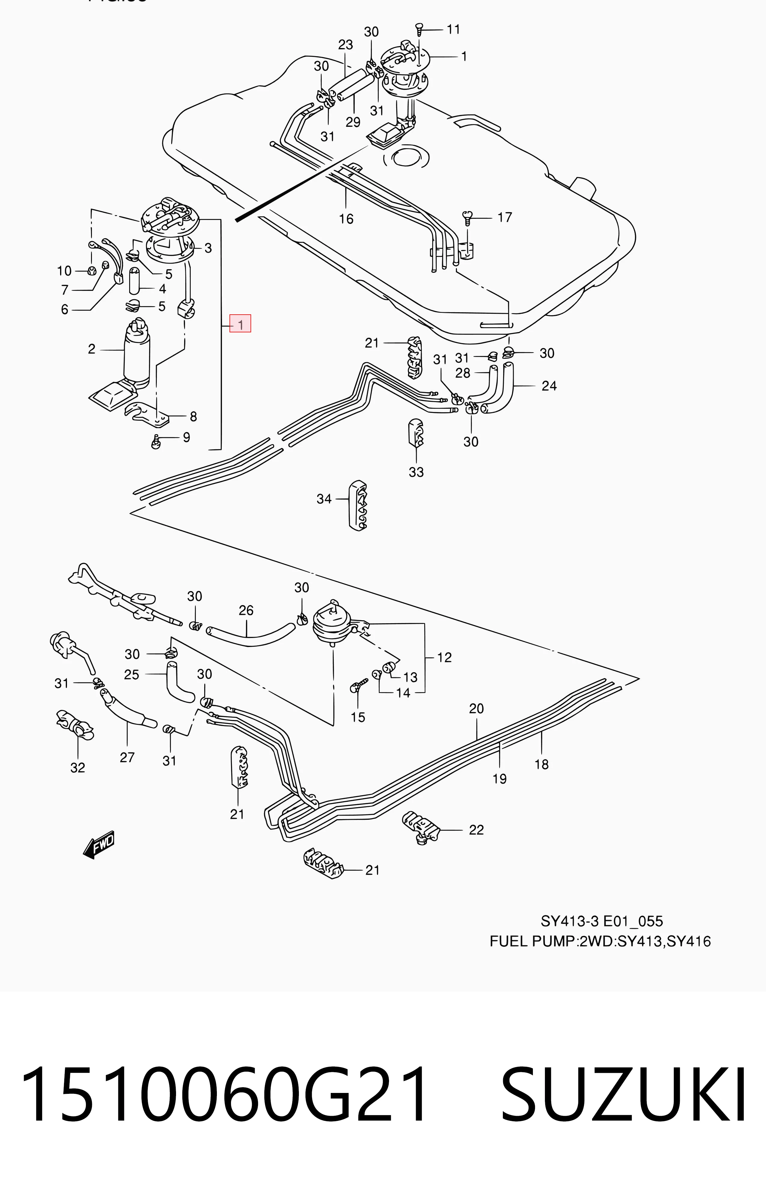 Módulo de bomba de combustível com sensor do nível de combustível para Suzuki Baleno  EG