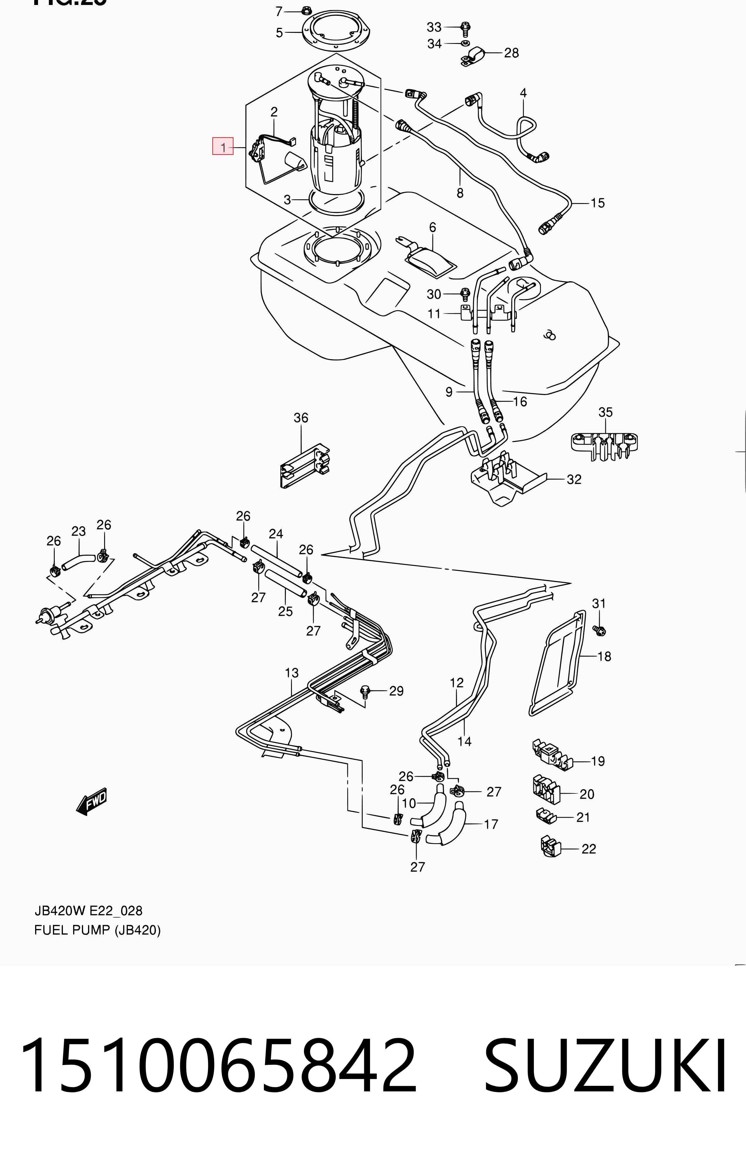  Módulo de bomba de combustível com sensor do nível de combustível Suzuki Grand Vitara SUV (JB) (2005 - 2026) 