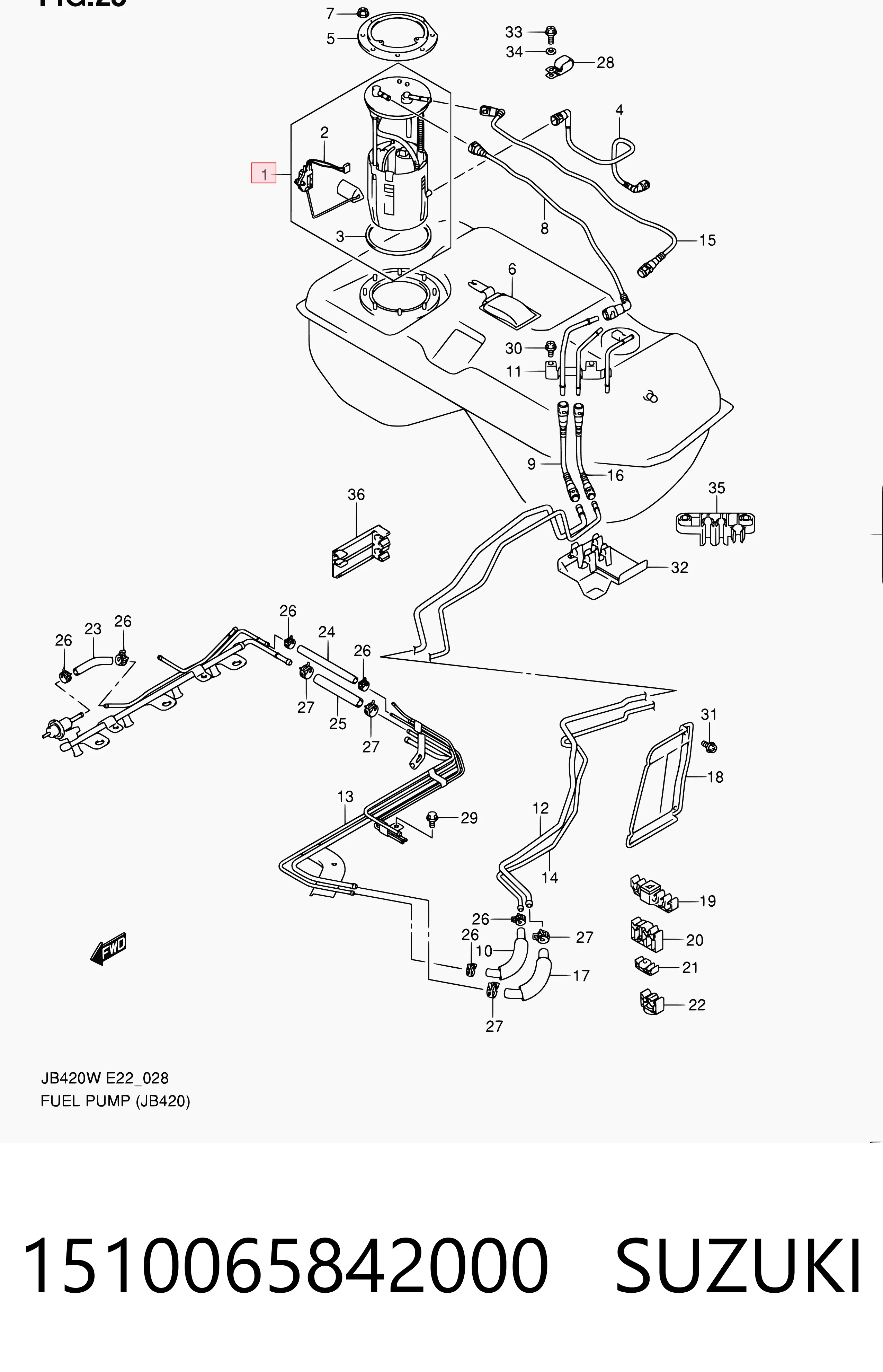 Módulo de bomba de combustível com sensor do nível de combustível para Suzuki Grand Vitara  JB