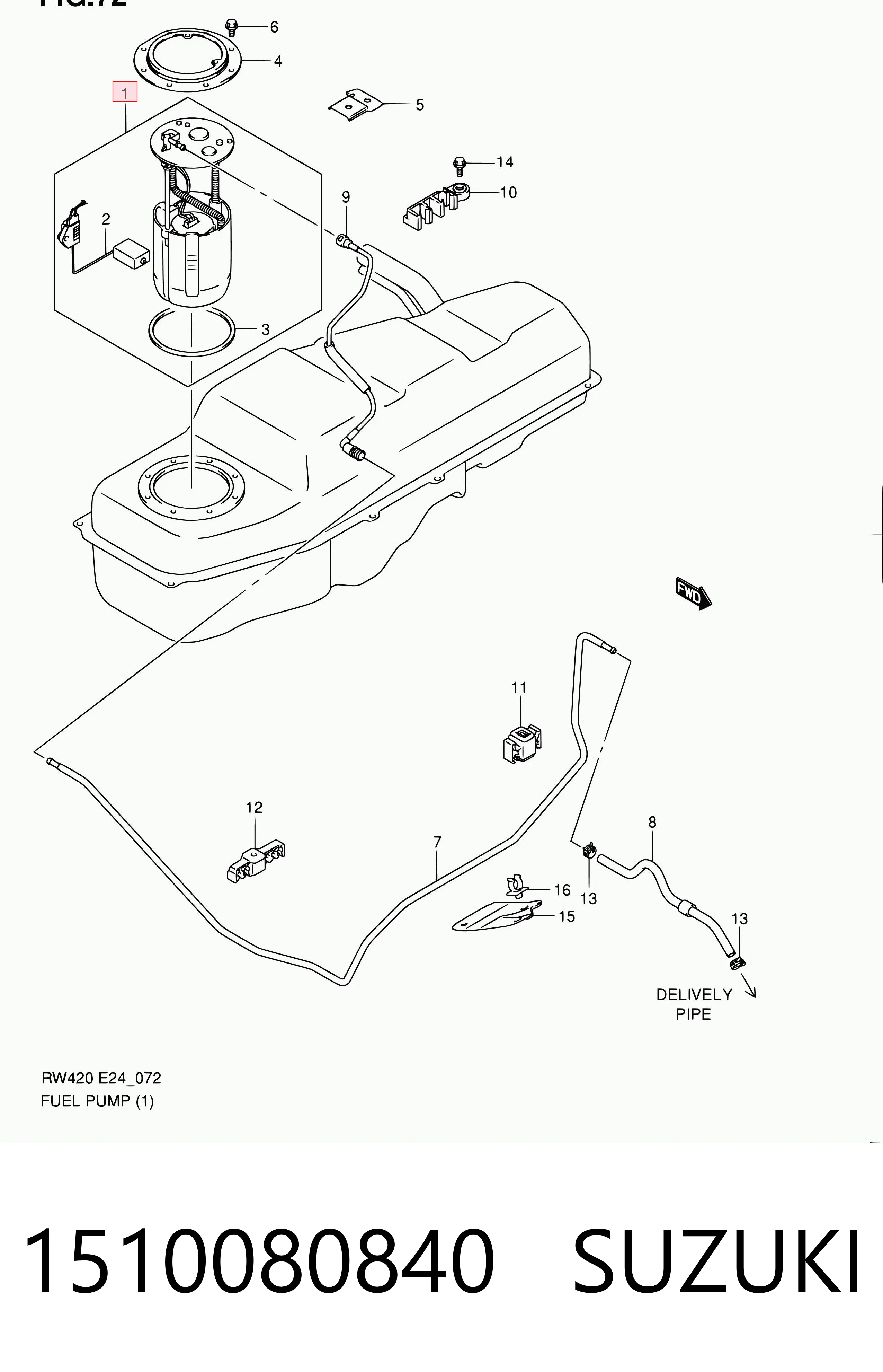 1510080840 Suzuki Módulo de bomba de combustível com sensor do nível de combustível