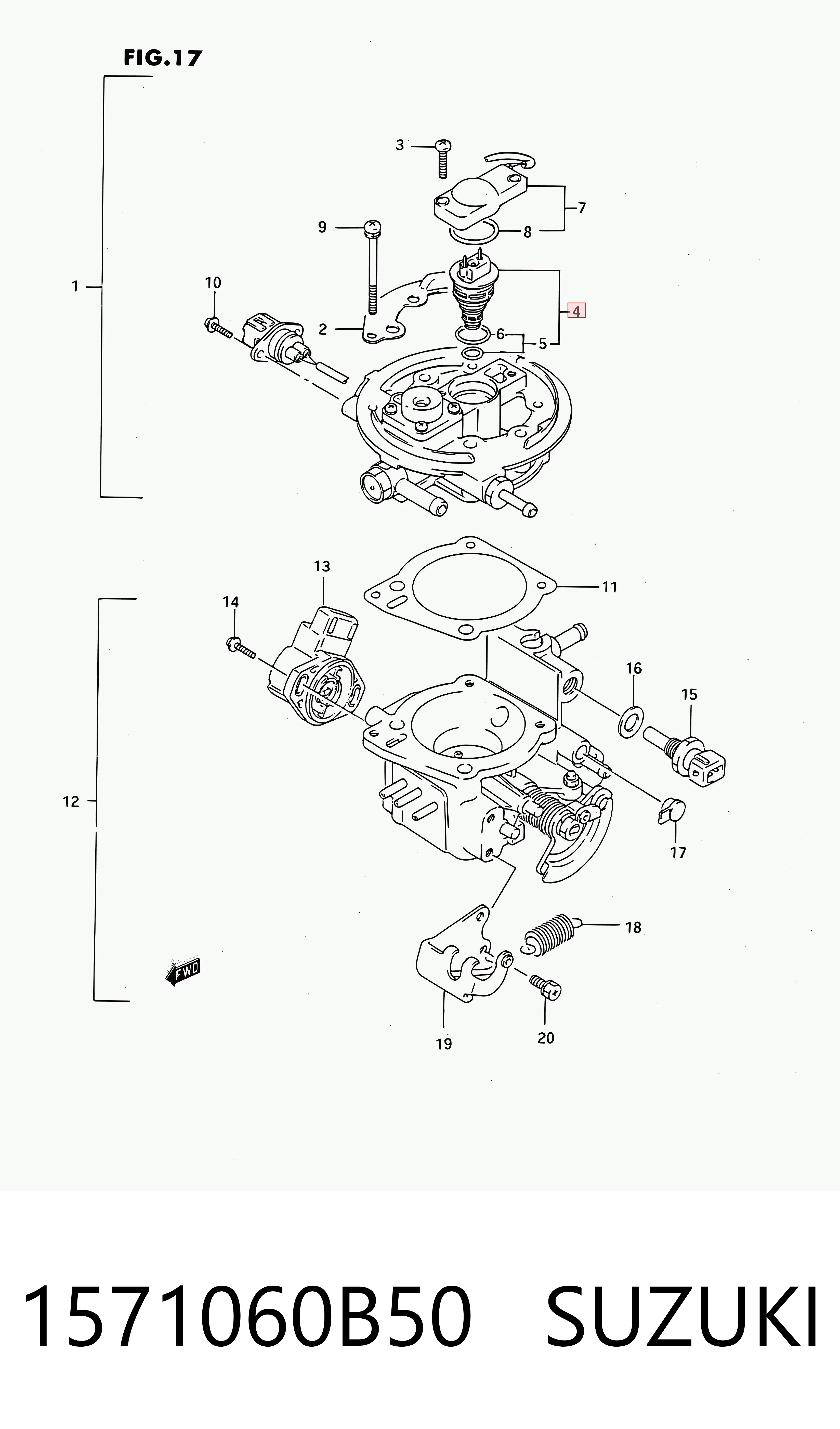 1571060B50 Suzuki Injetor de injeção de combustível