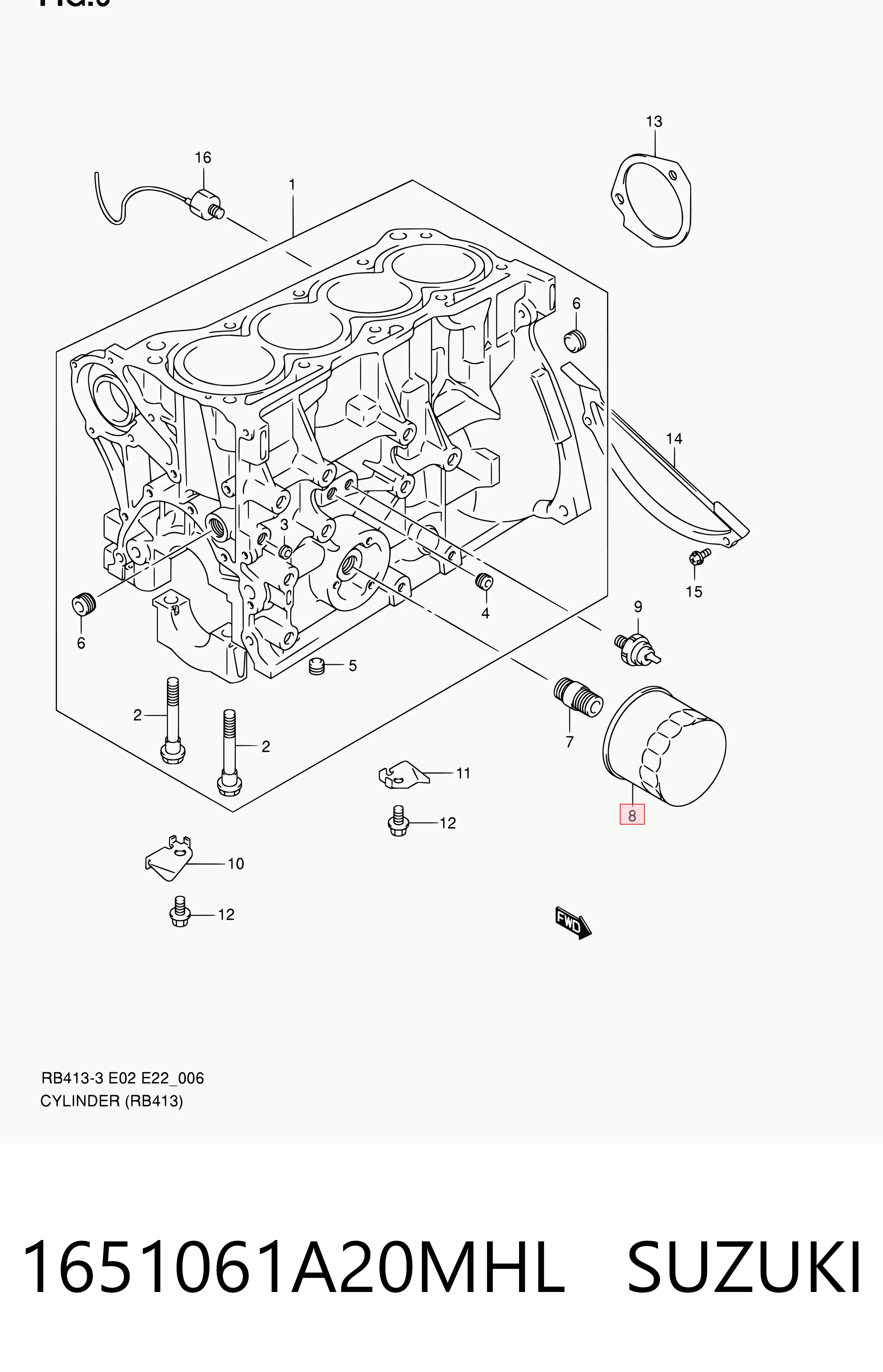 1651061A20MHL Suzuki Filtro de óleo