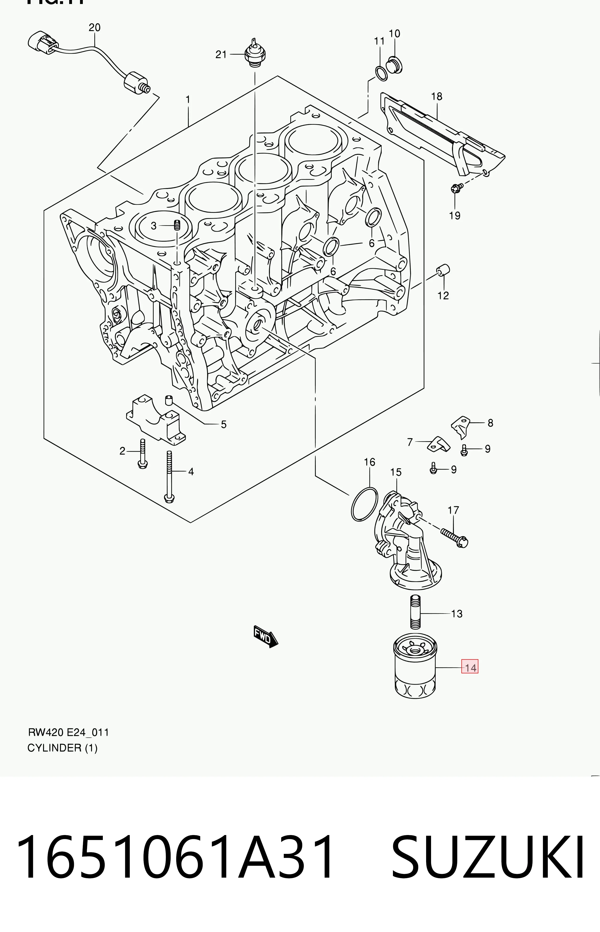 1651061A31 Suzuki Filtro de óleo